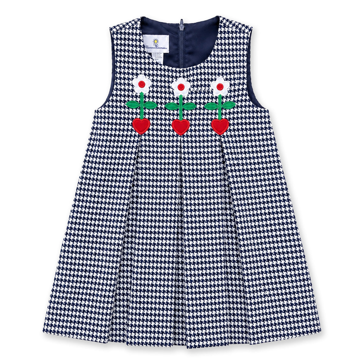 Houndstooth Jumper with Hearts & Flowers