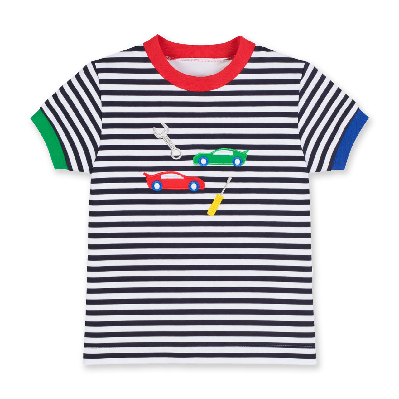 Stripe Knit T-Shirt with Cars & Tools