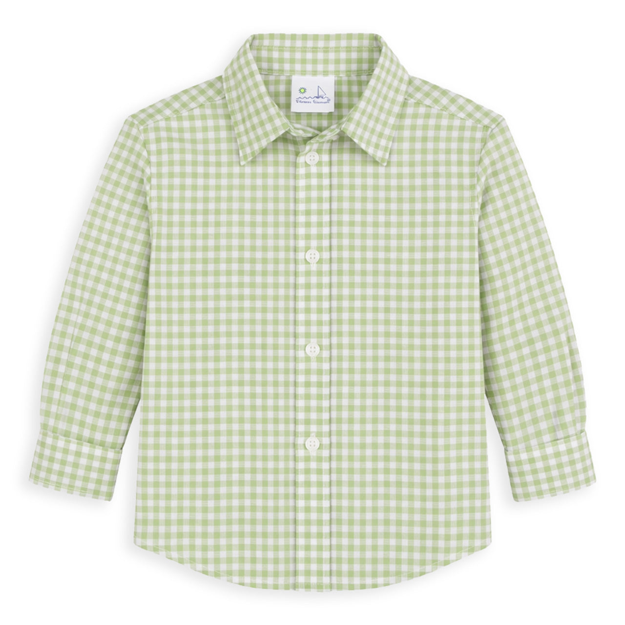 Green and white checkered shirt on a white background