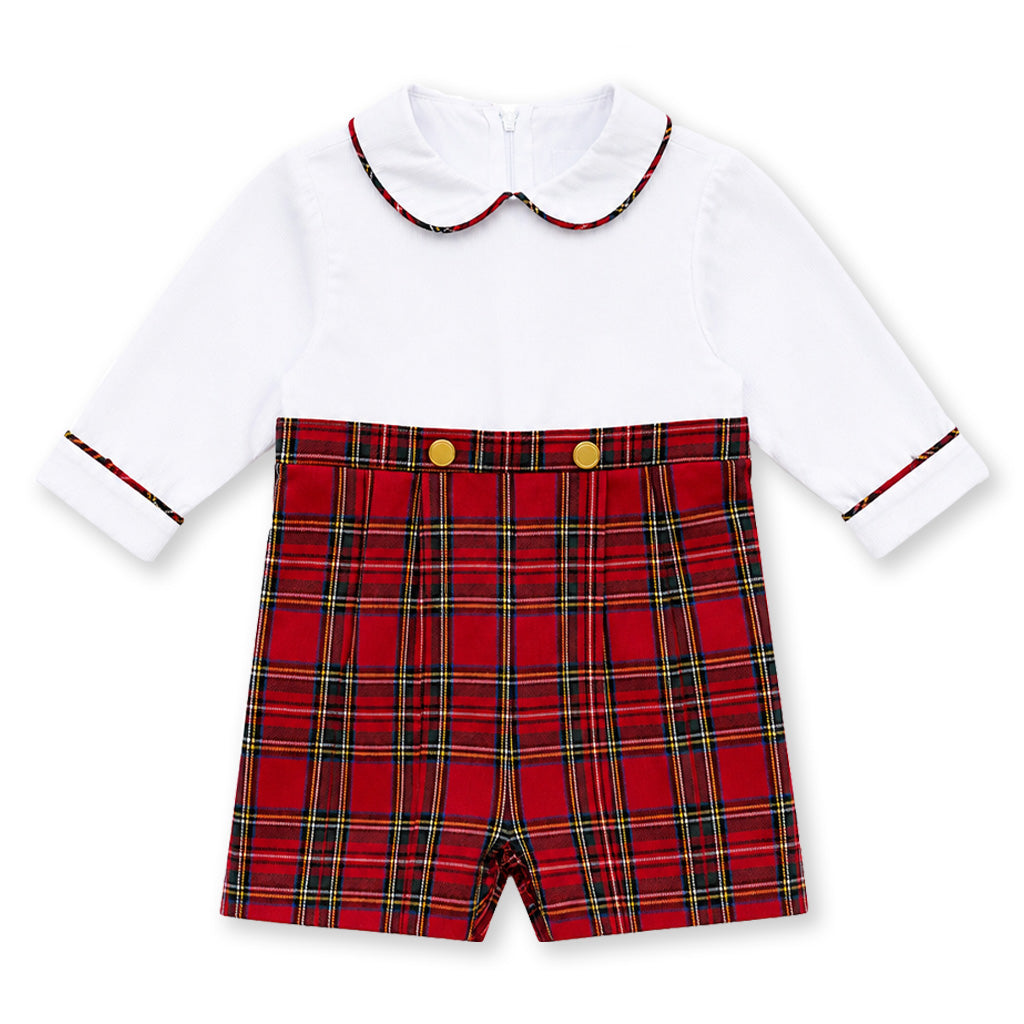 Pique & Plaid Long Sleeve Shortall