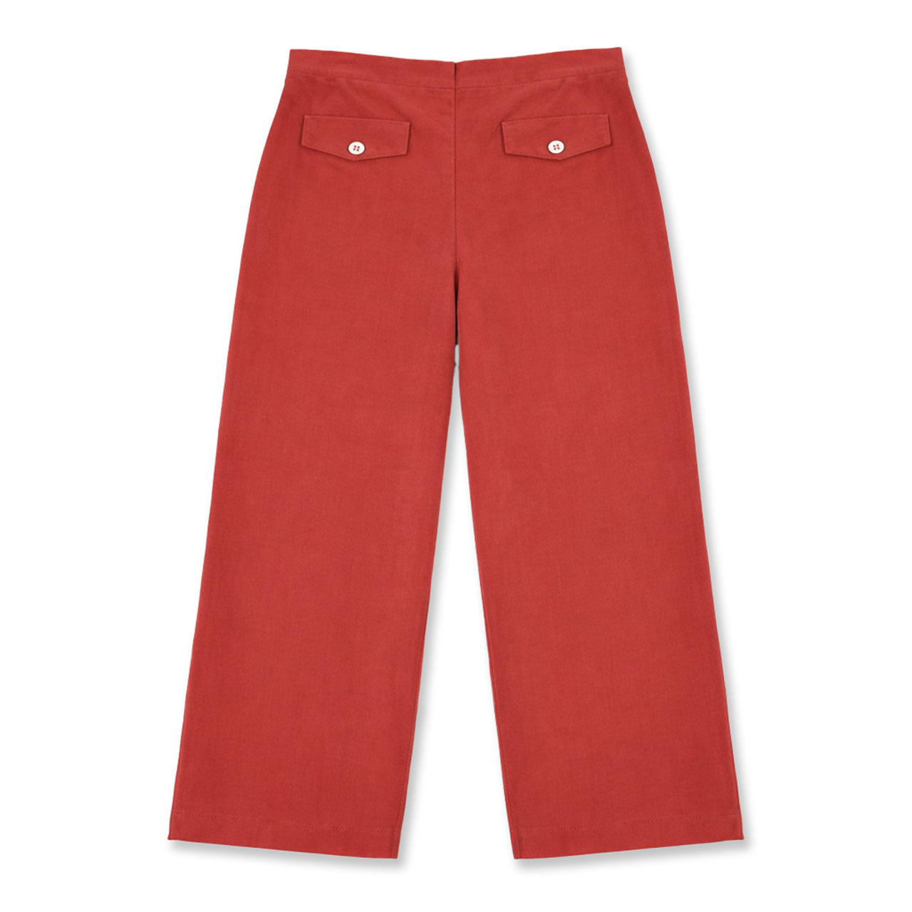 Rust colored velvet pants on a white background