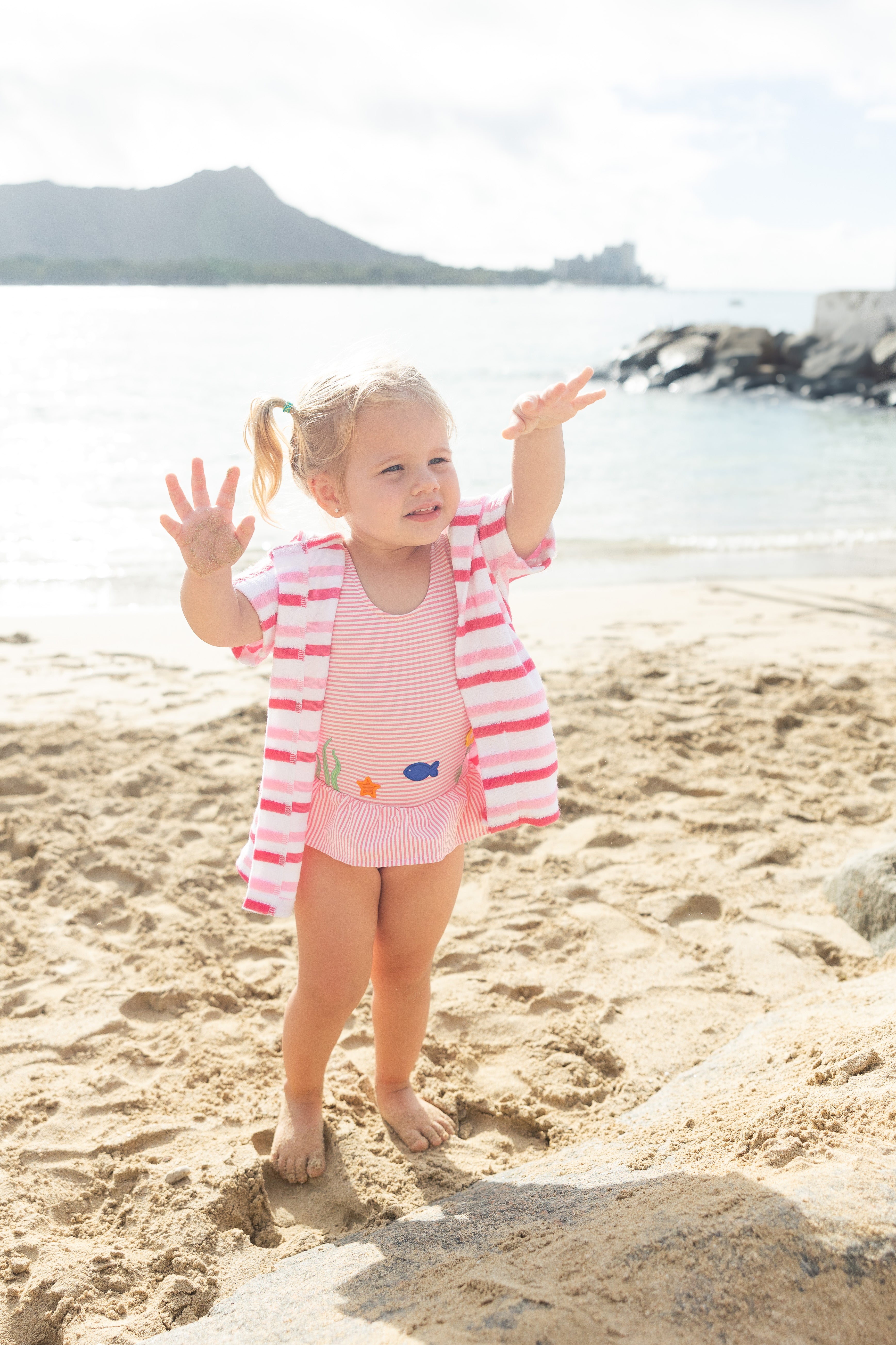 Stripe Hooded Kimono Coverup