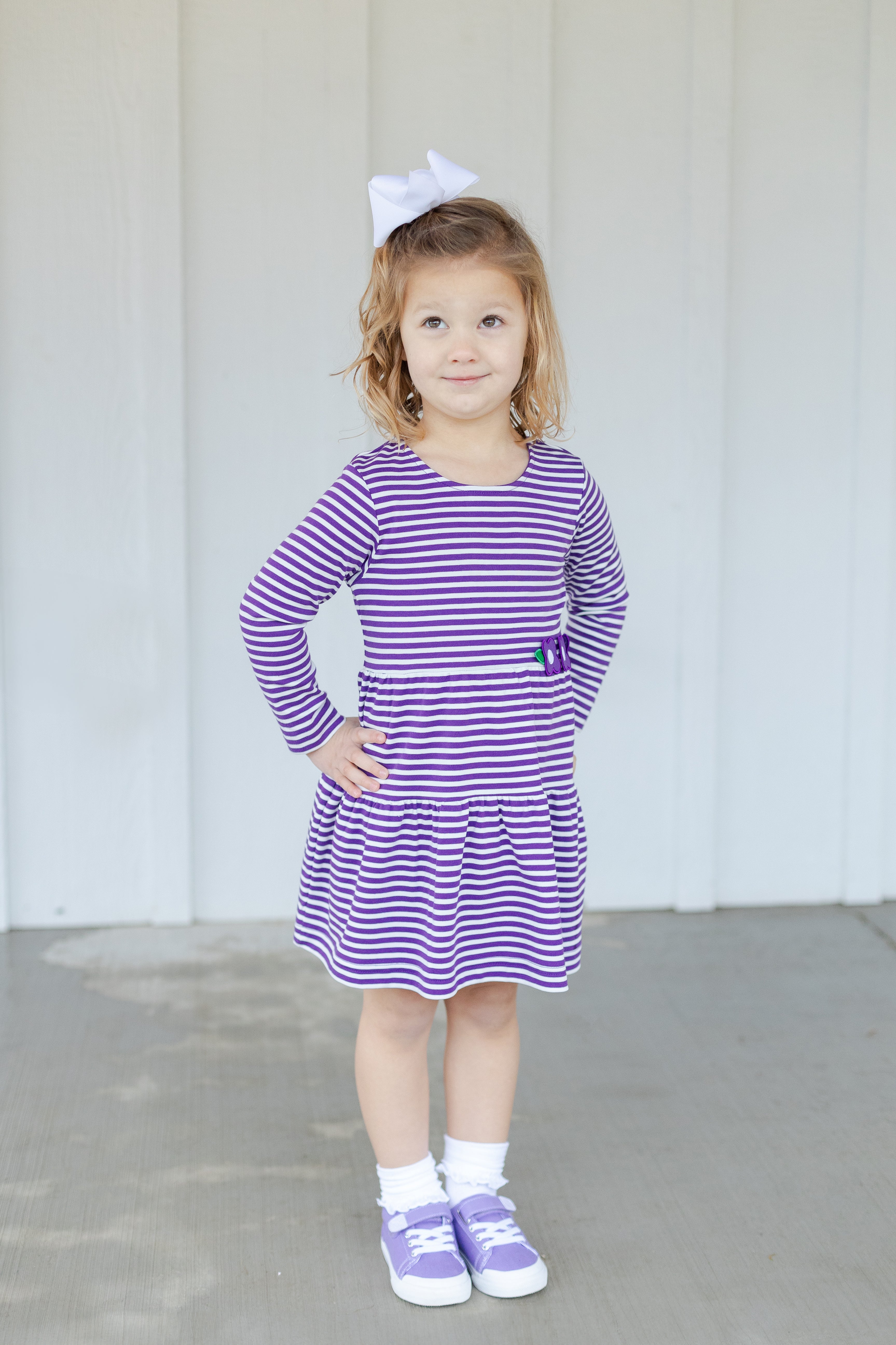 Stripe Knit Dress With Flowers