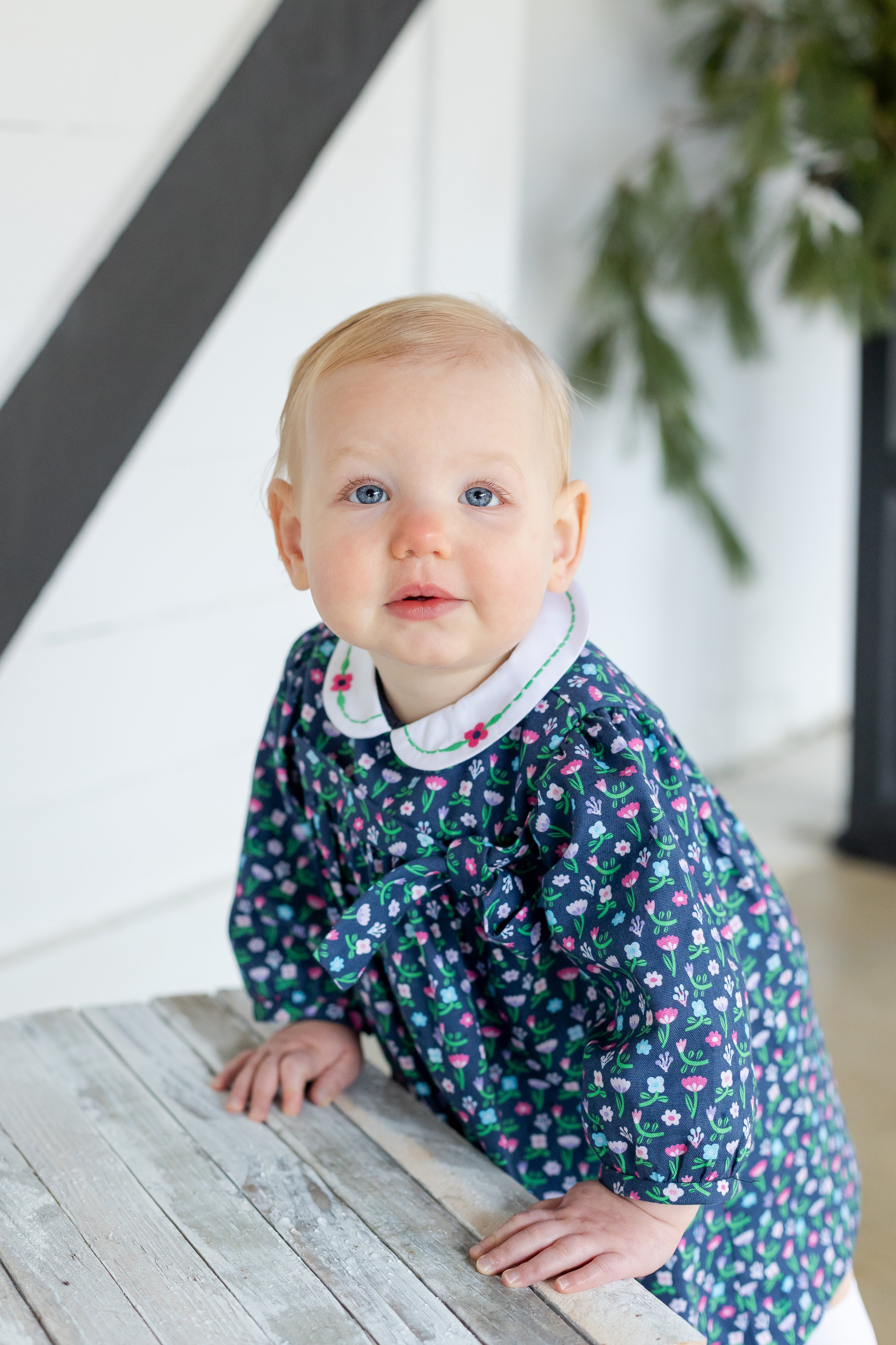 Floral Dress With Embroidered Collar