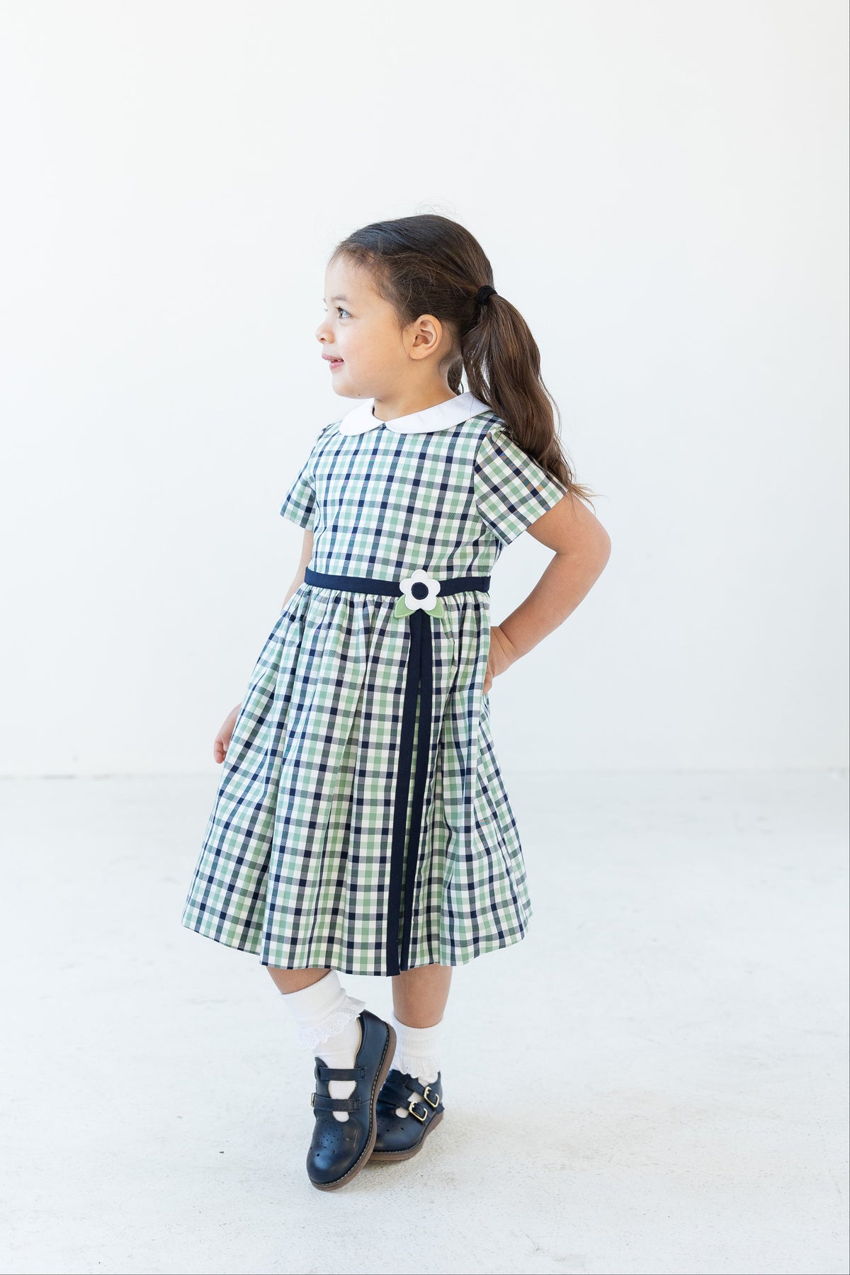 Gingham Dress With Flower