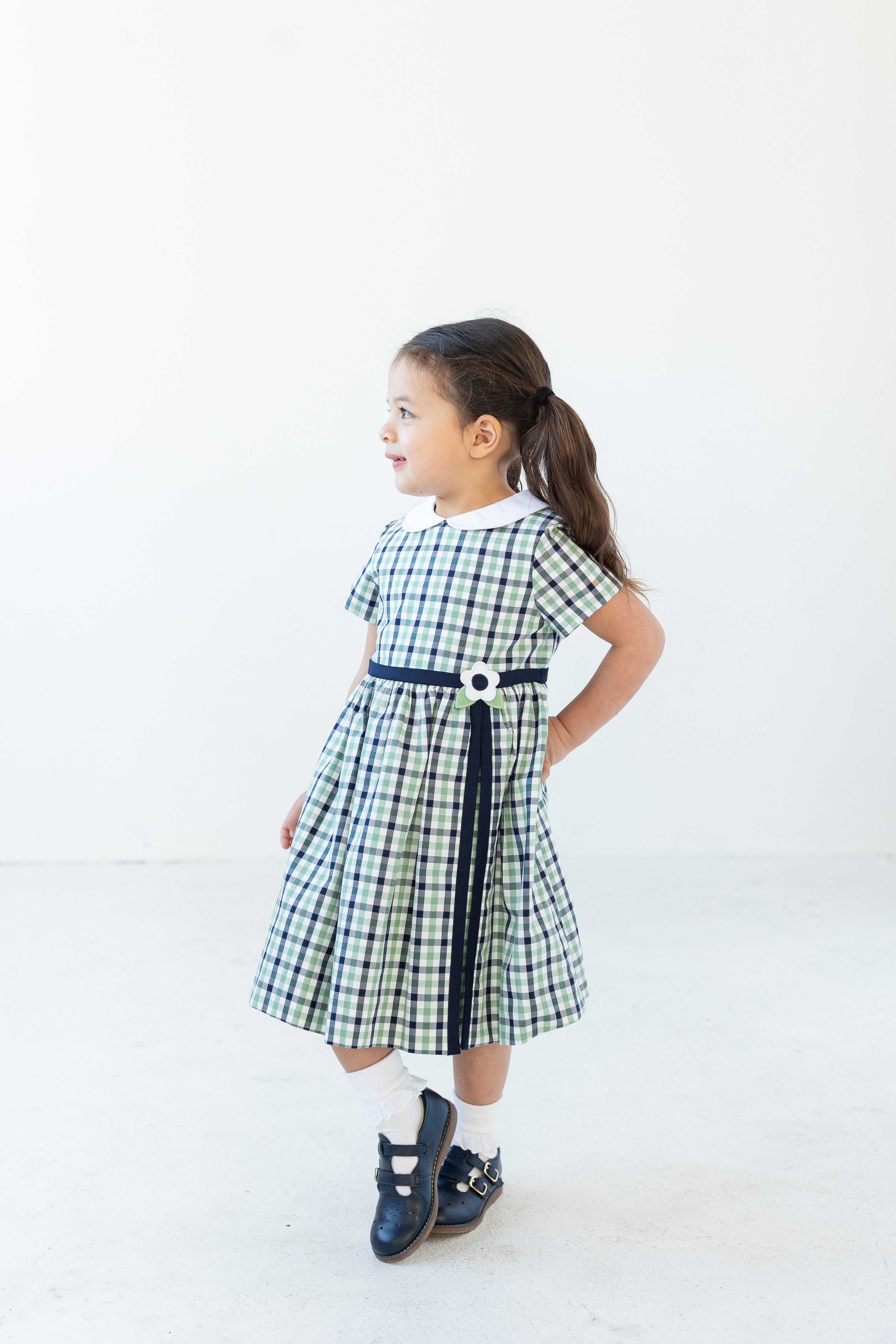 Gingham Dress With Flower