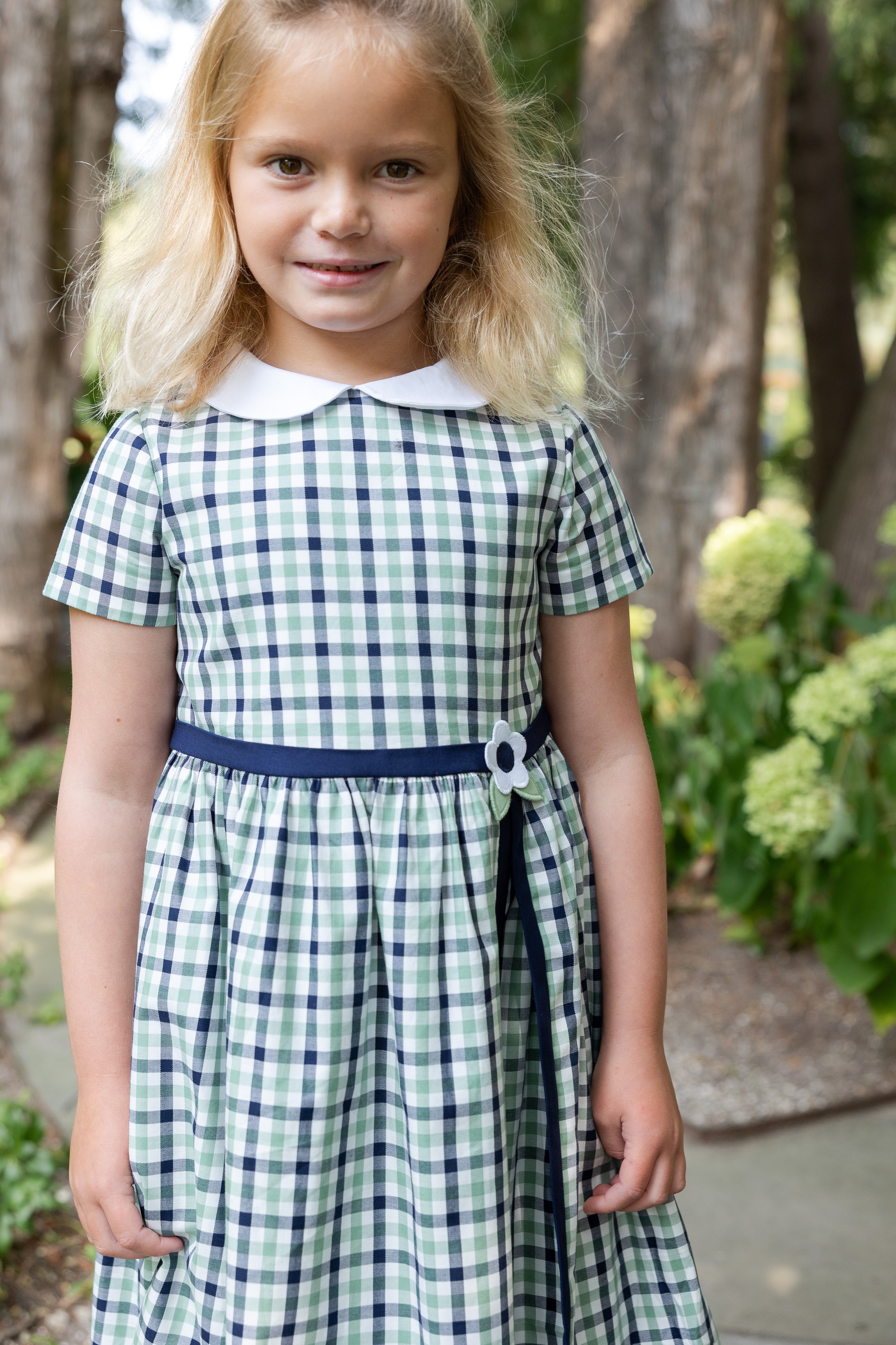 Gingham Dress With Flower