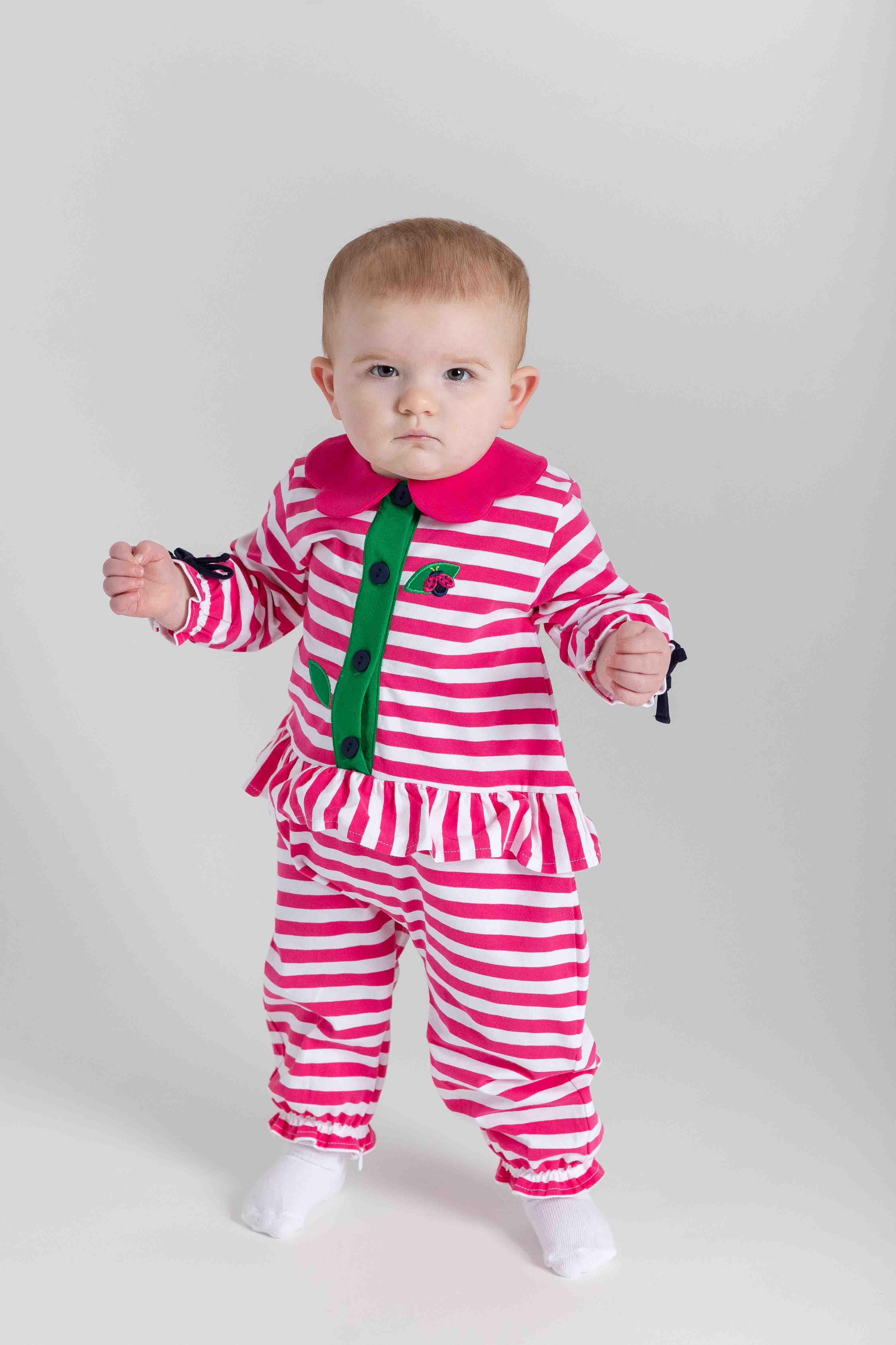 Stripe Knit Longall With Ladybug