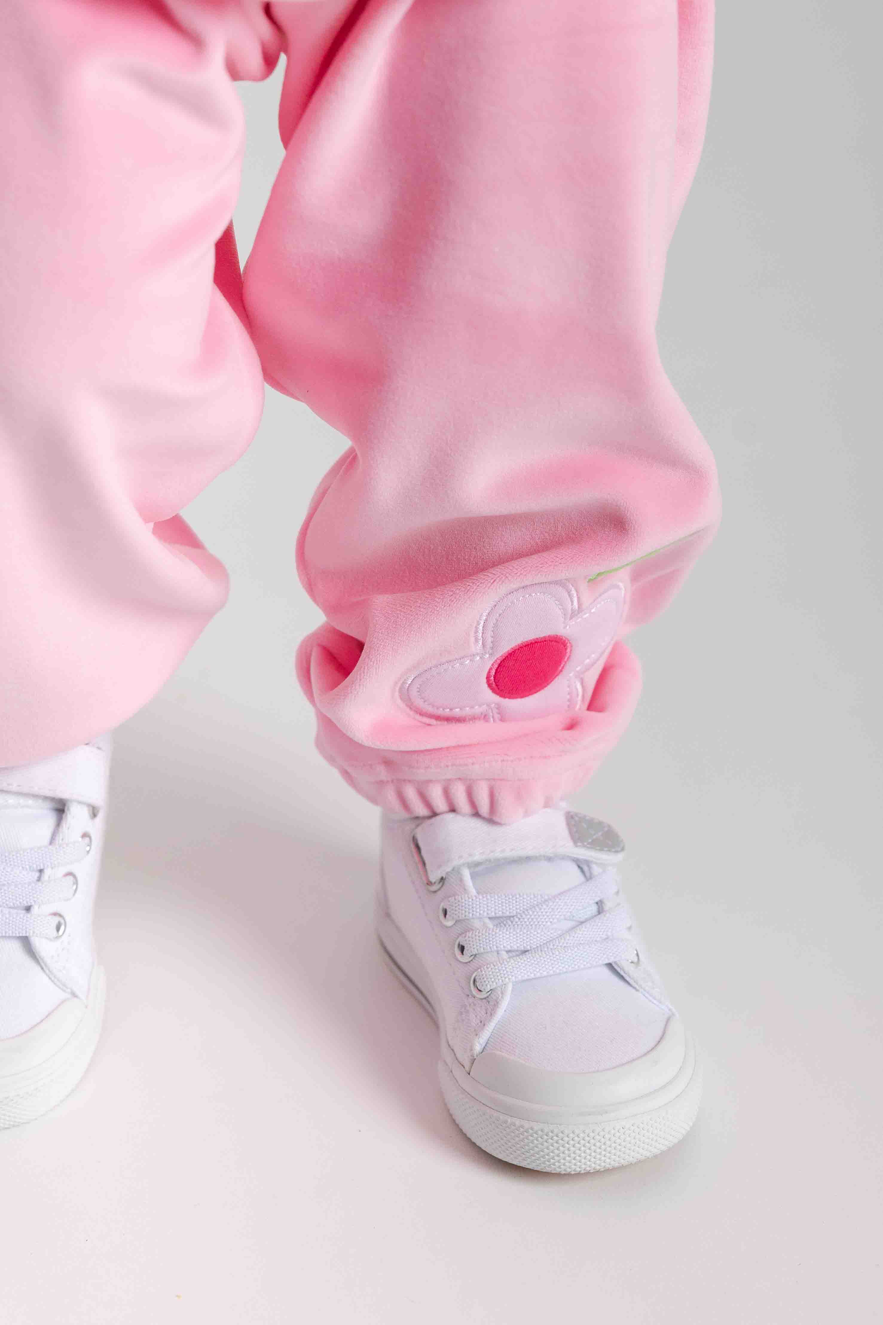 Velour Jogger Pants With Flower