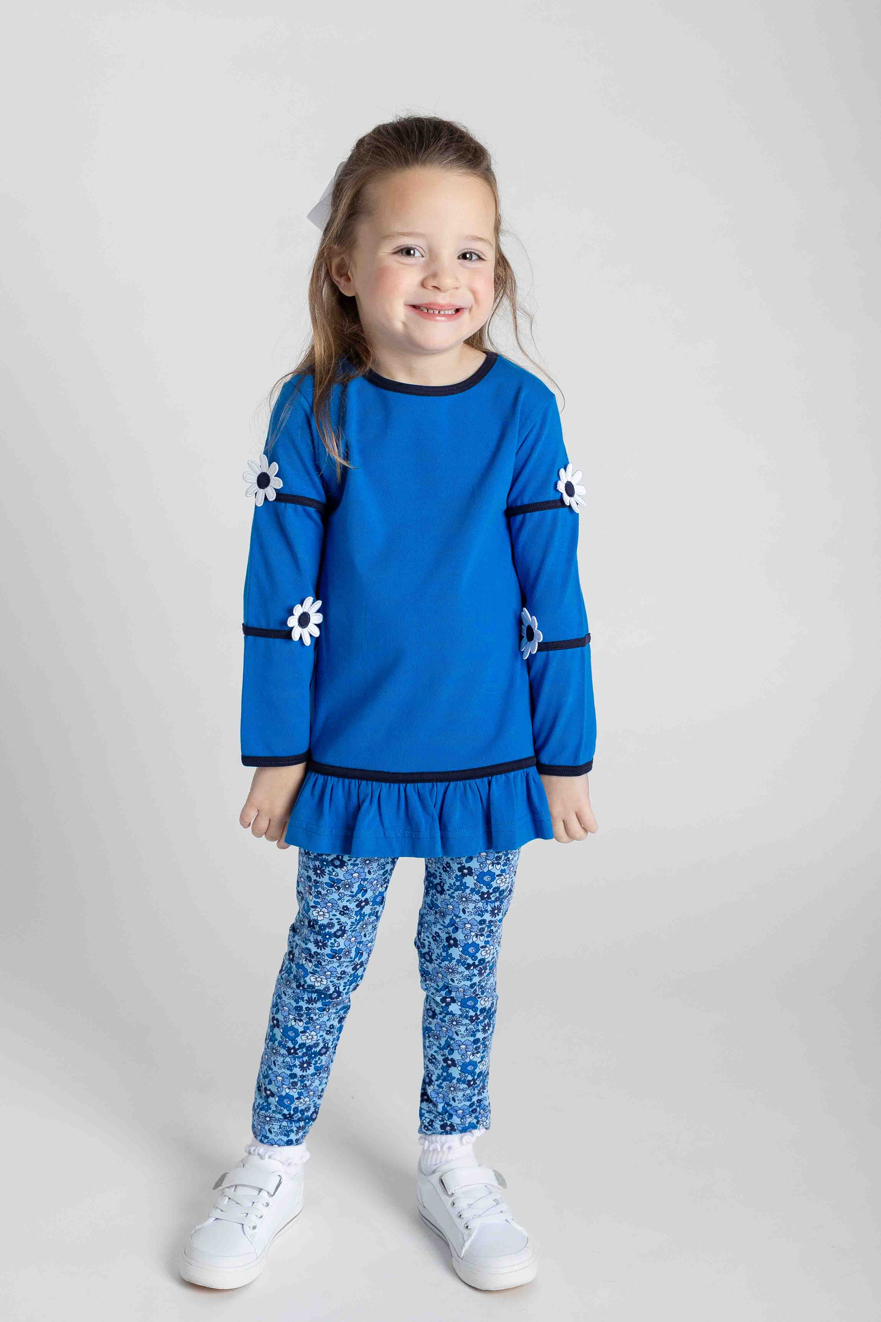 Knit Tunic With Flowers And Floral Leggings