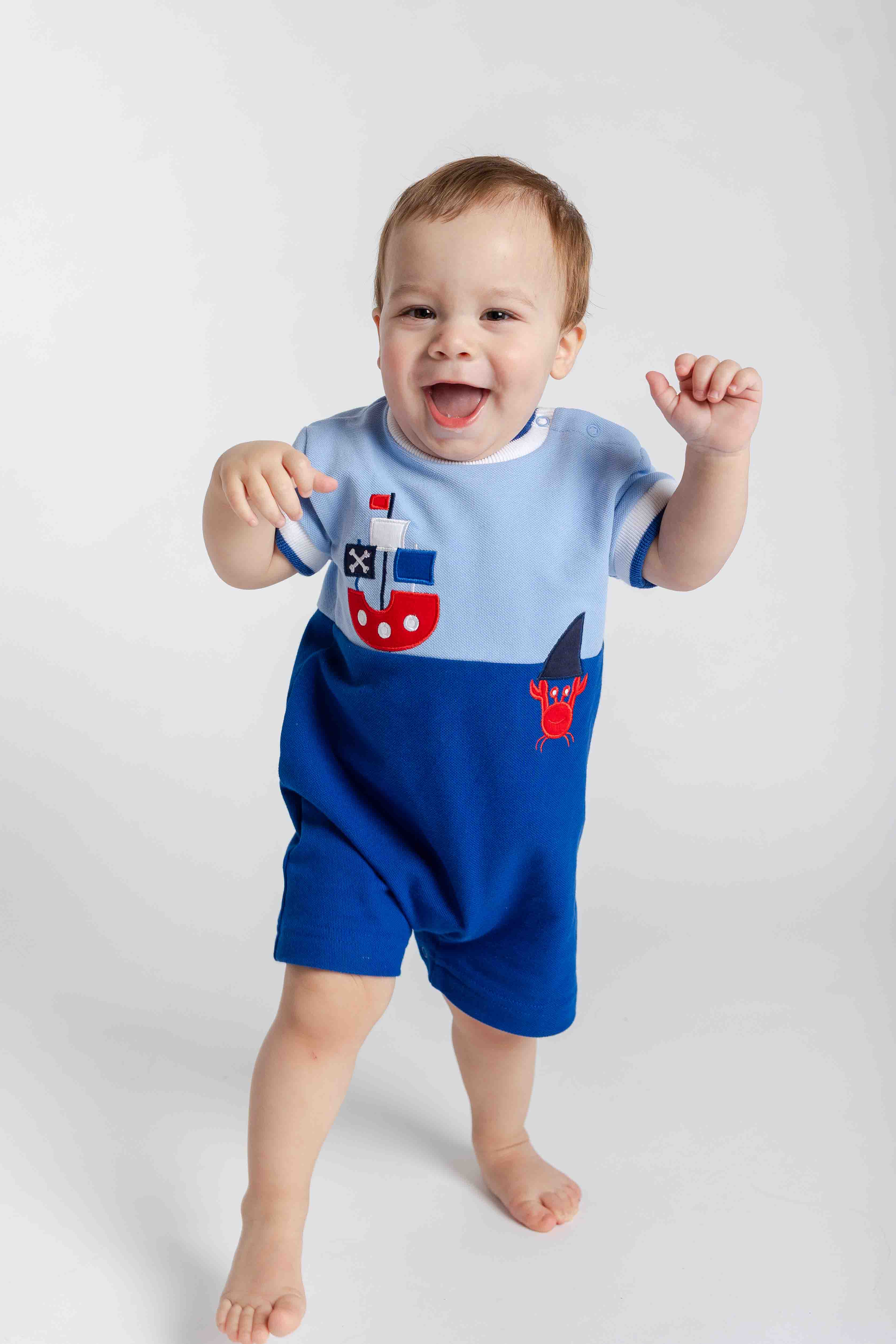 Knit Shortall With Pirate Ship & Crab
