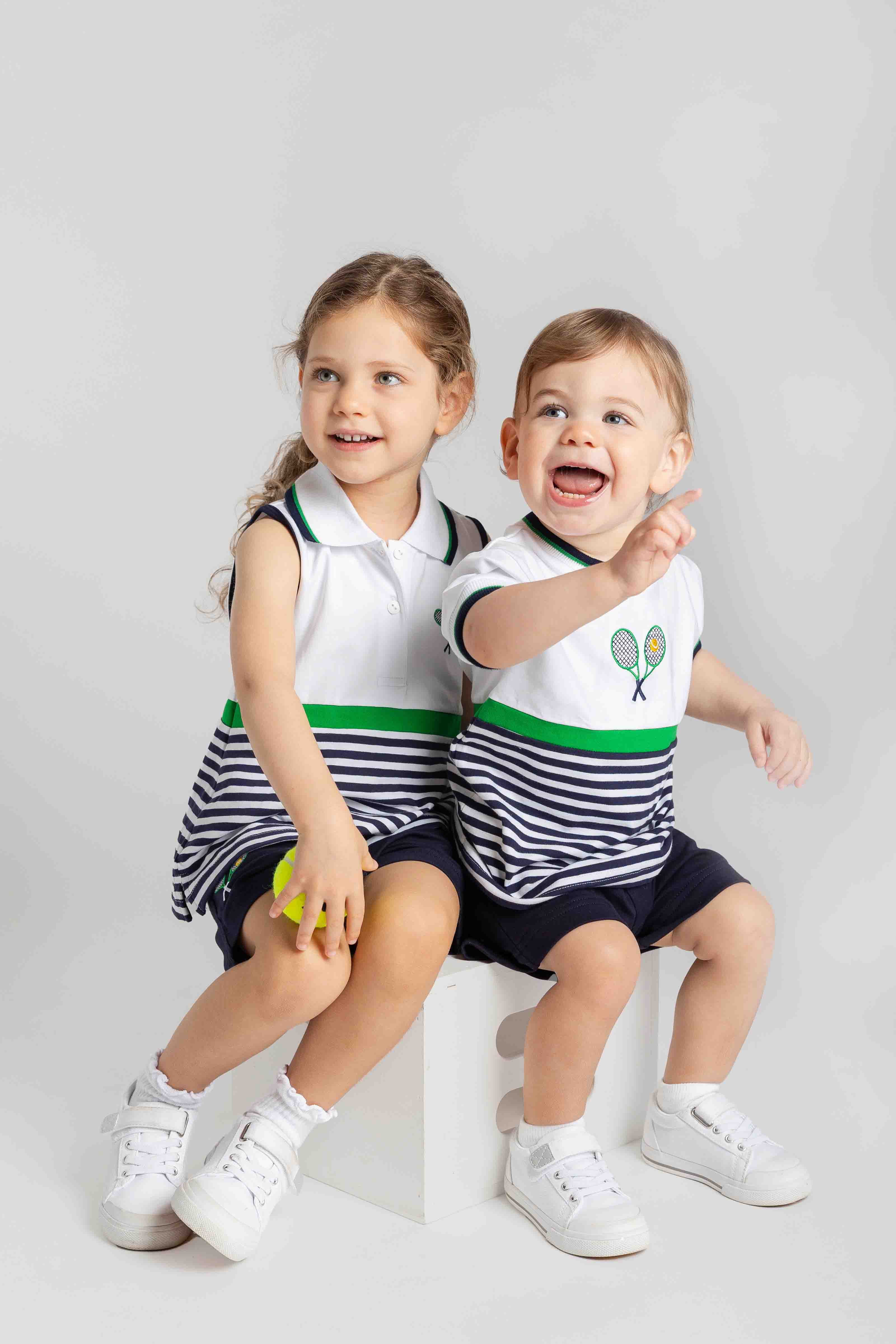 Knit Short Set with Tennis Rackets