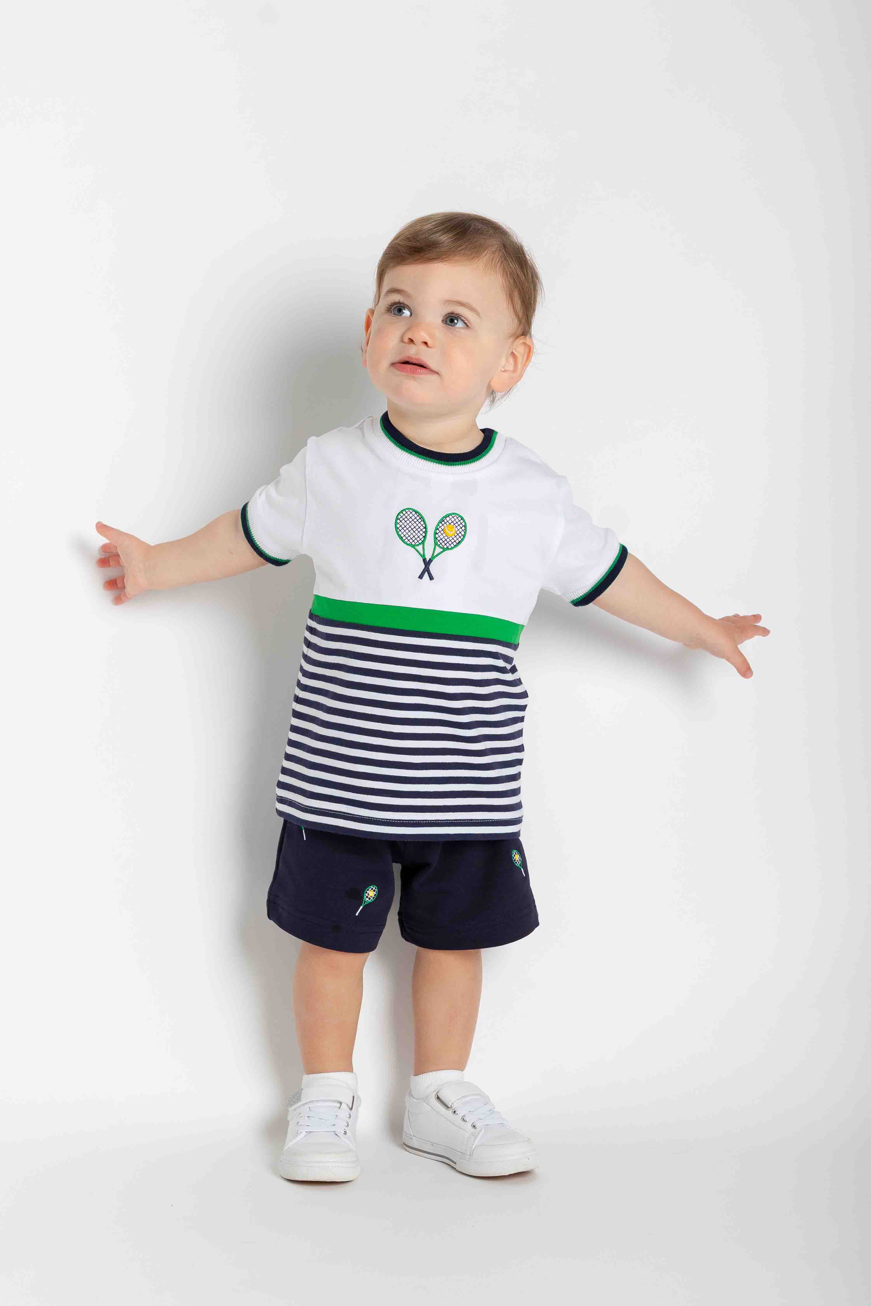 Knit Short Set with Tennis Rackets