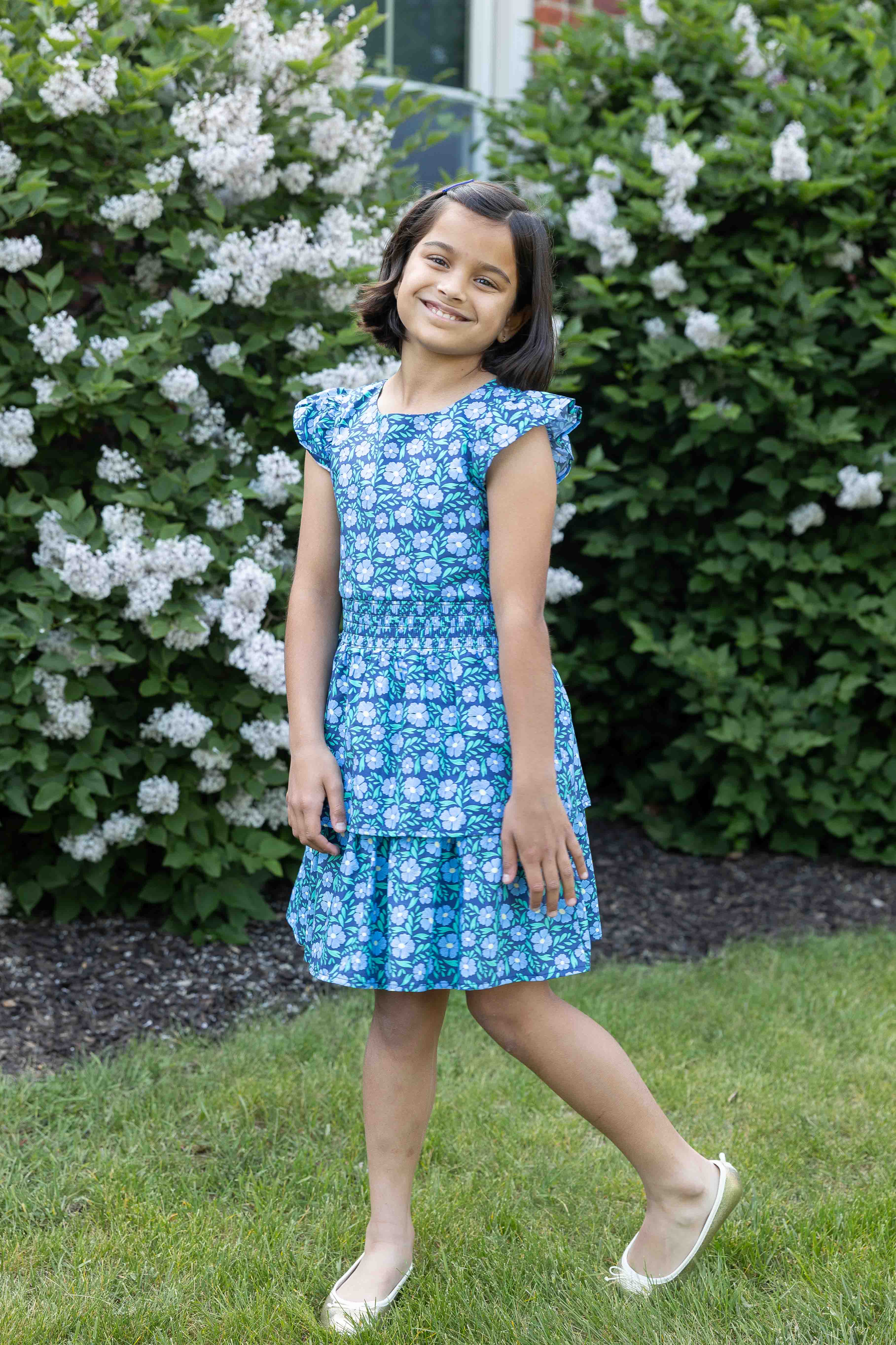 Floral Print Dress With Waist Rouching