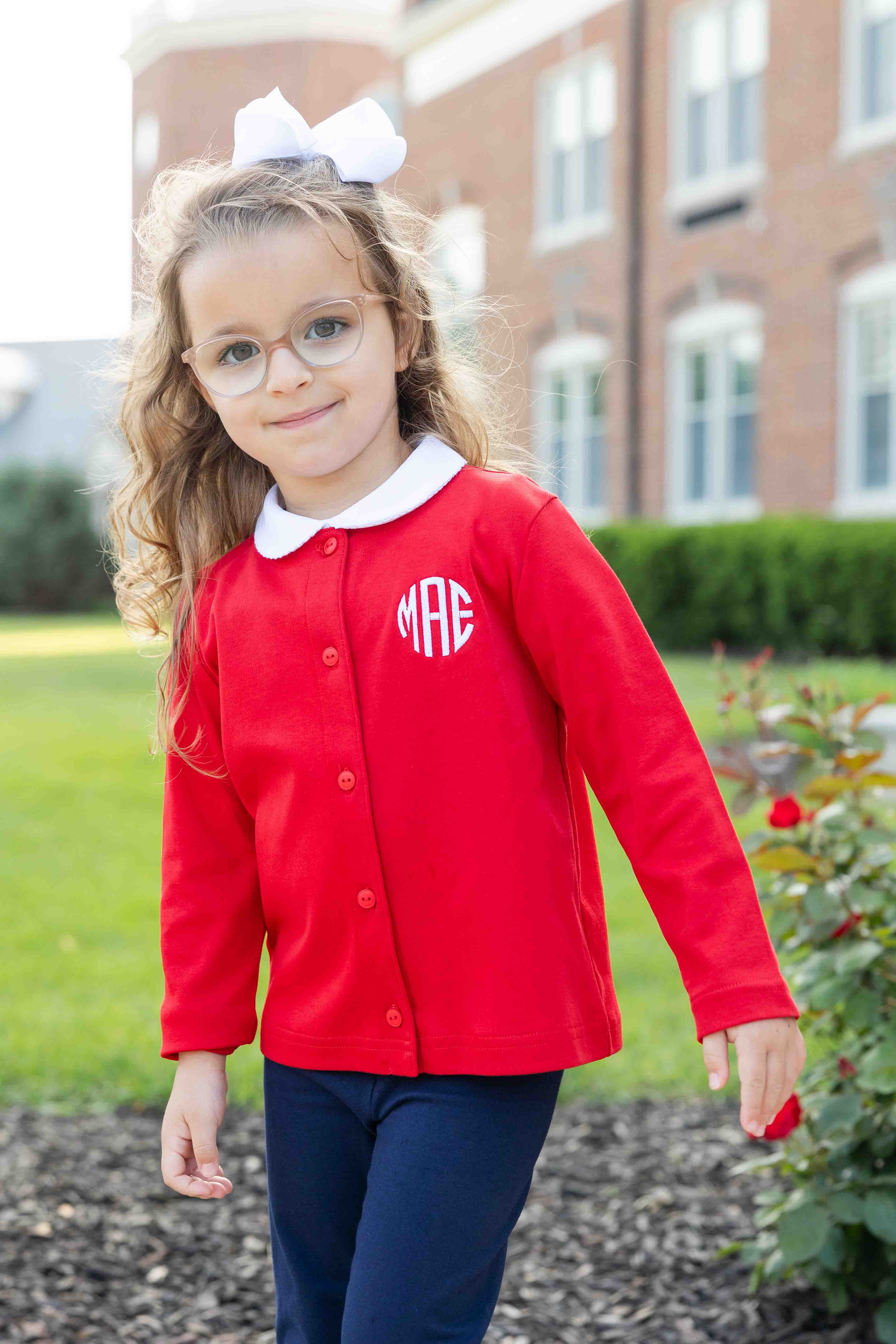 Girls Red Knit Cardigan