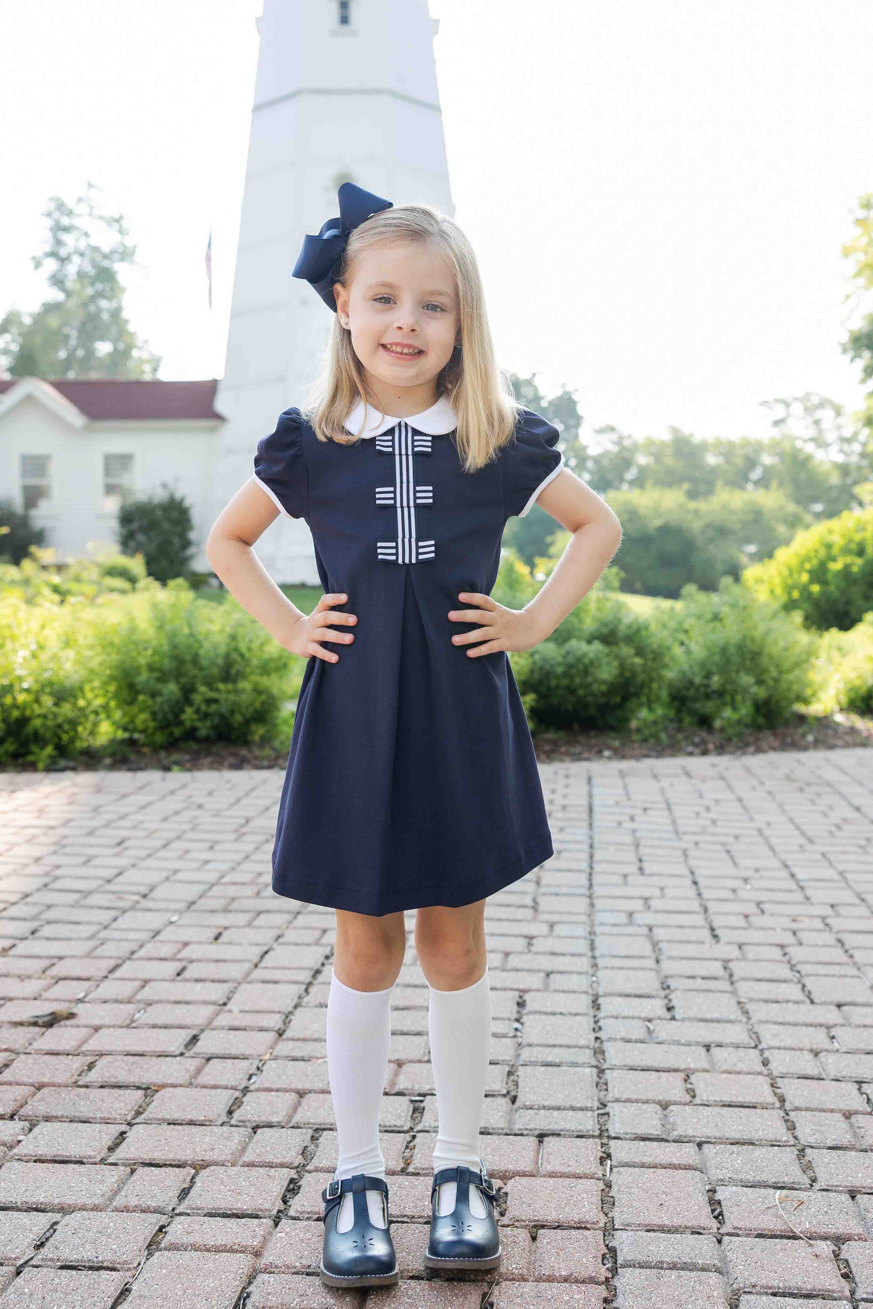 Knit Dress With Stripe Ribbon Bows