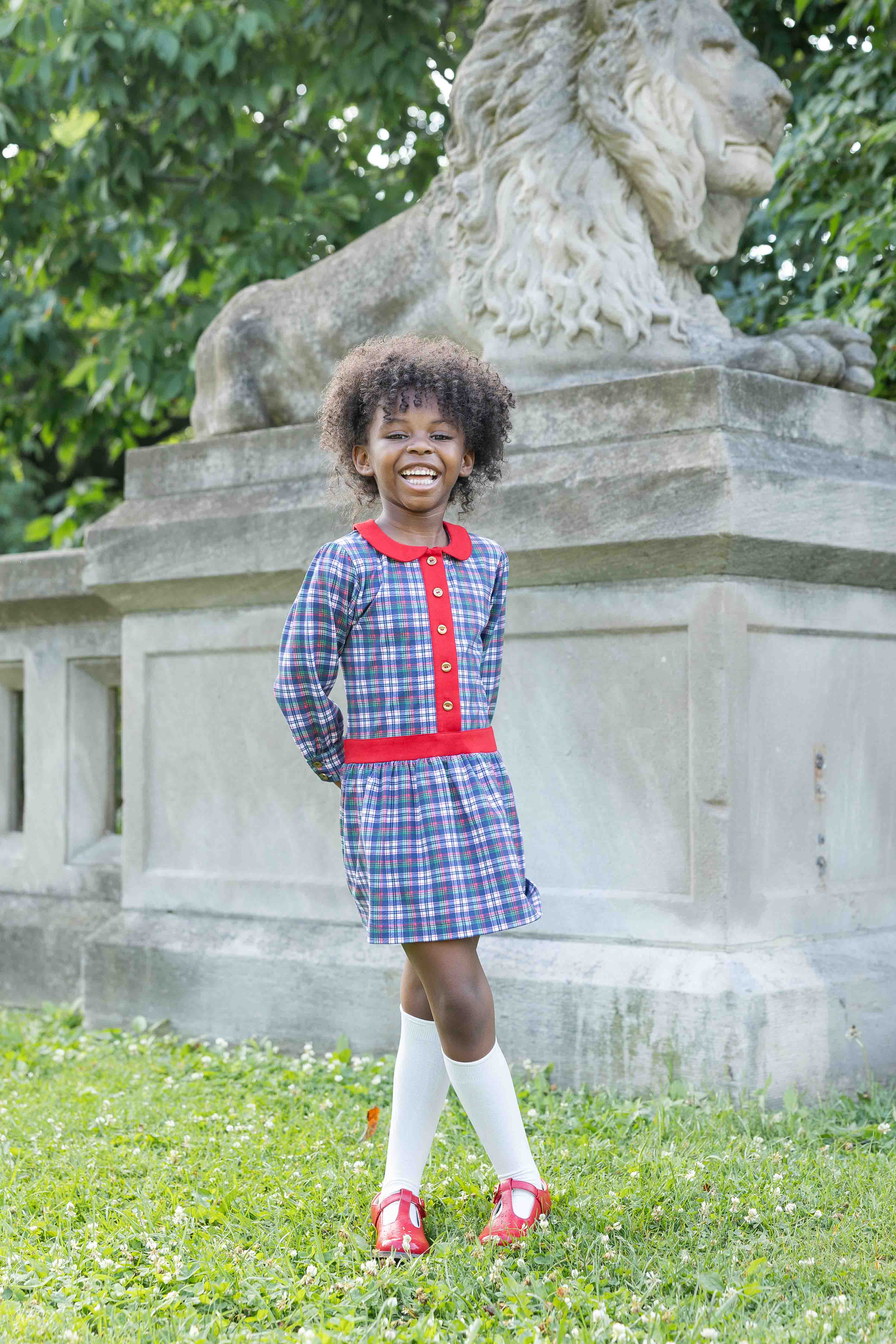 Printed Knit Plaid Dress