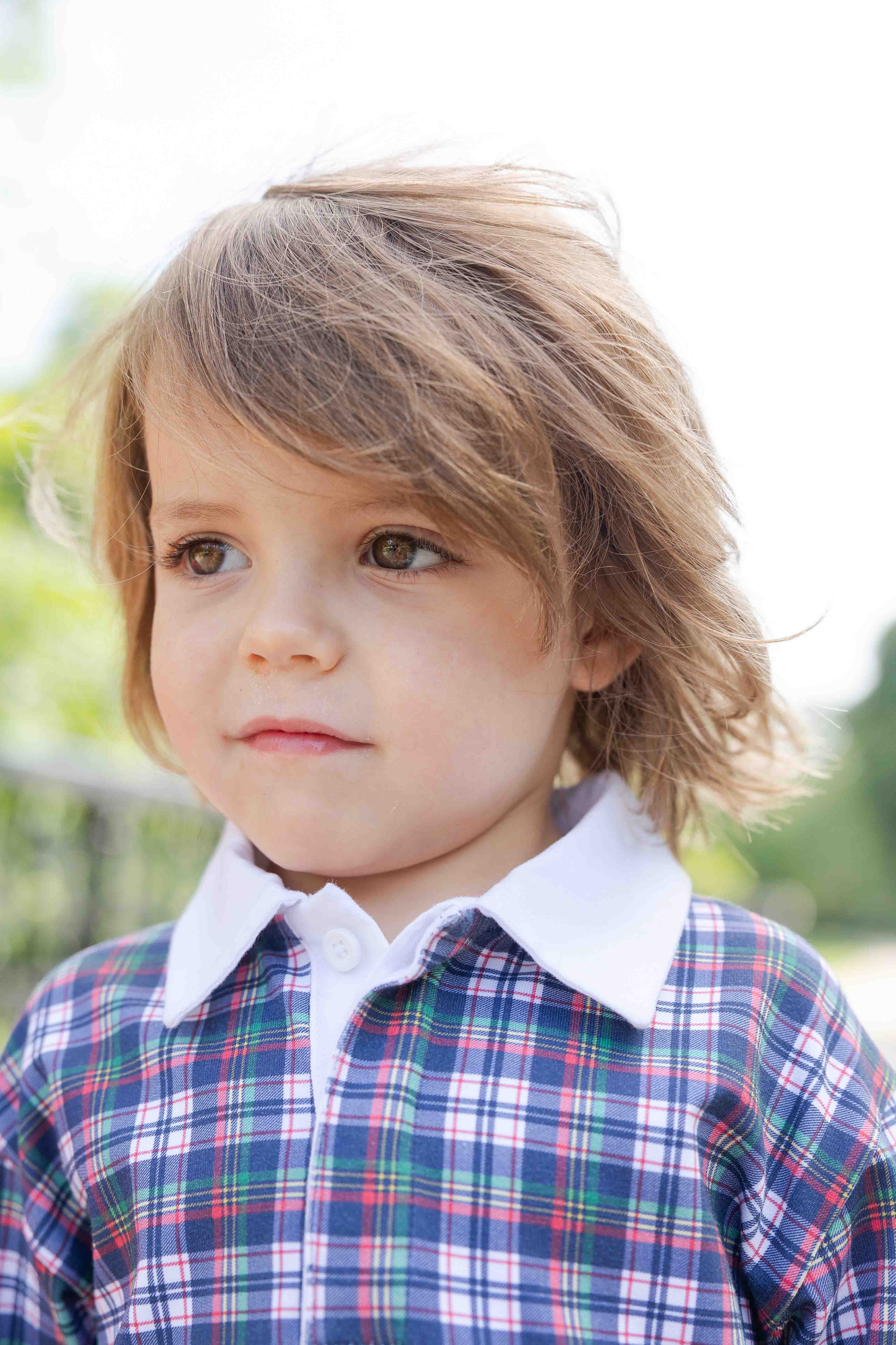 Plaid Knit Long Sleeve Polo