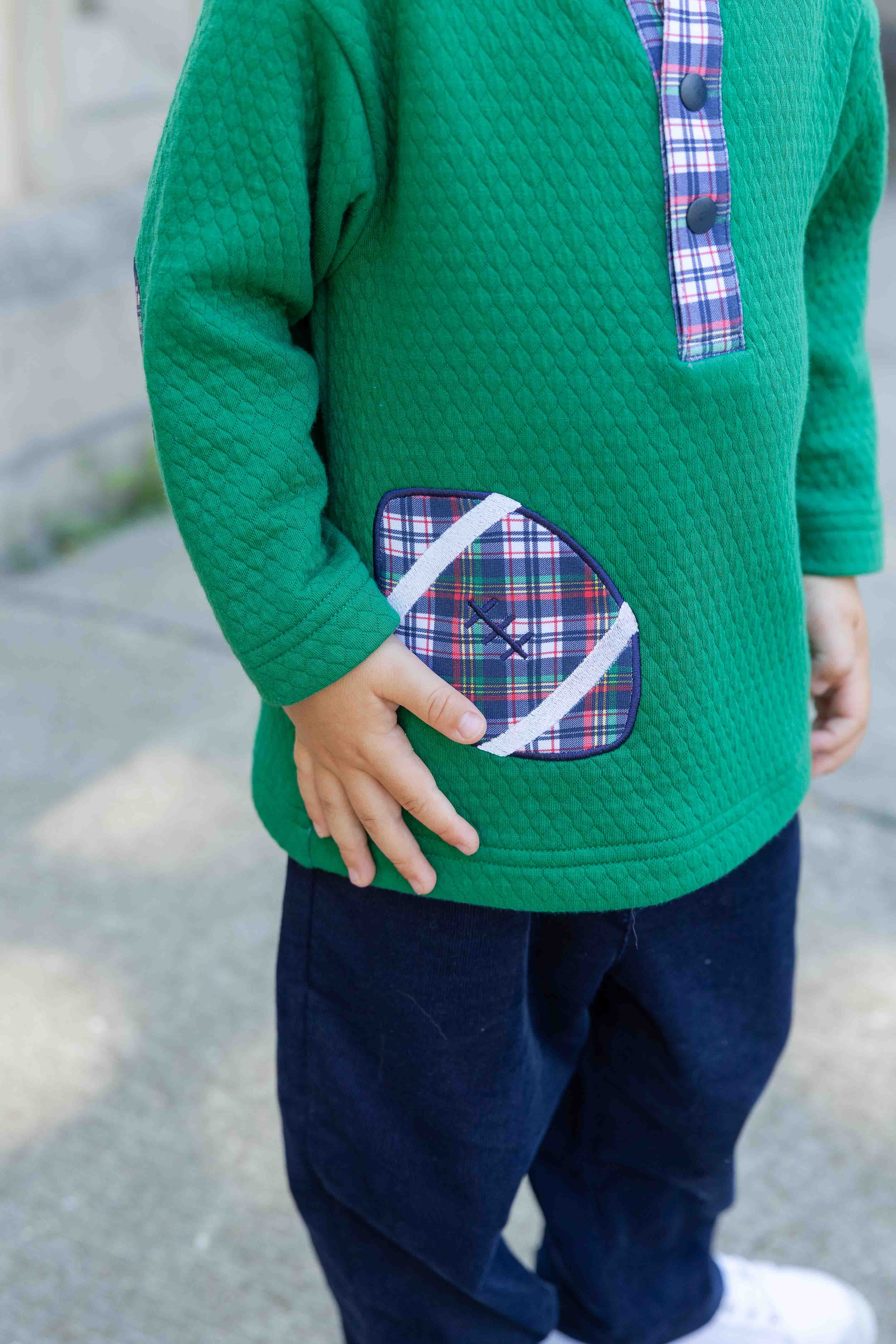Green Jacquard Knit Pullover With Football