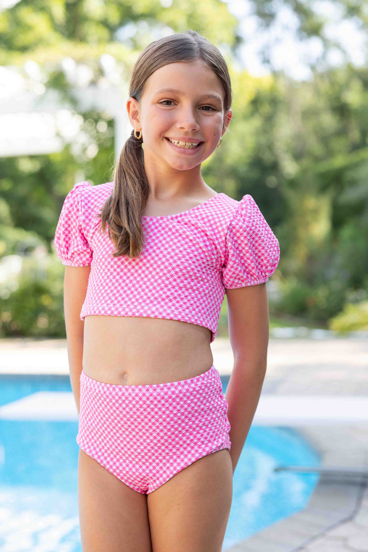 Gingham Puff Sleeve Bikini – Florence Eiseman