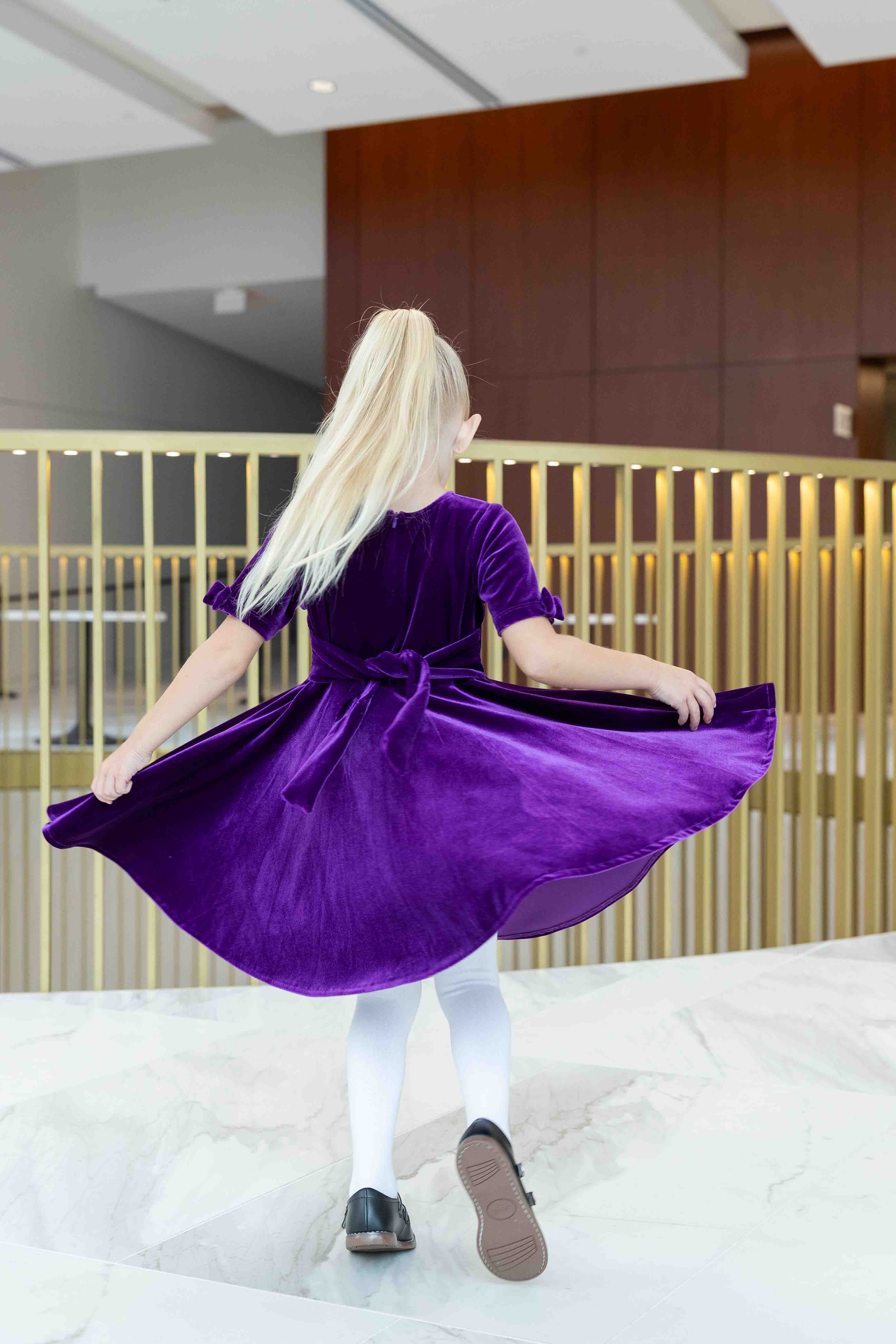 Stretch Velvet Dress With Sleeve Bows