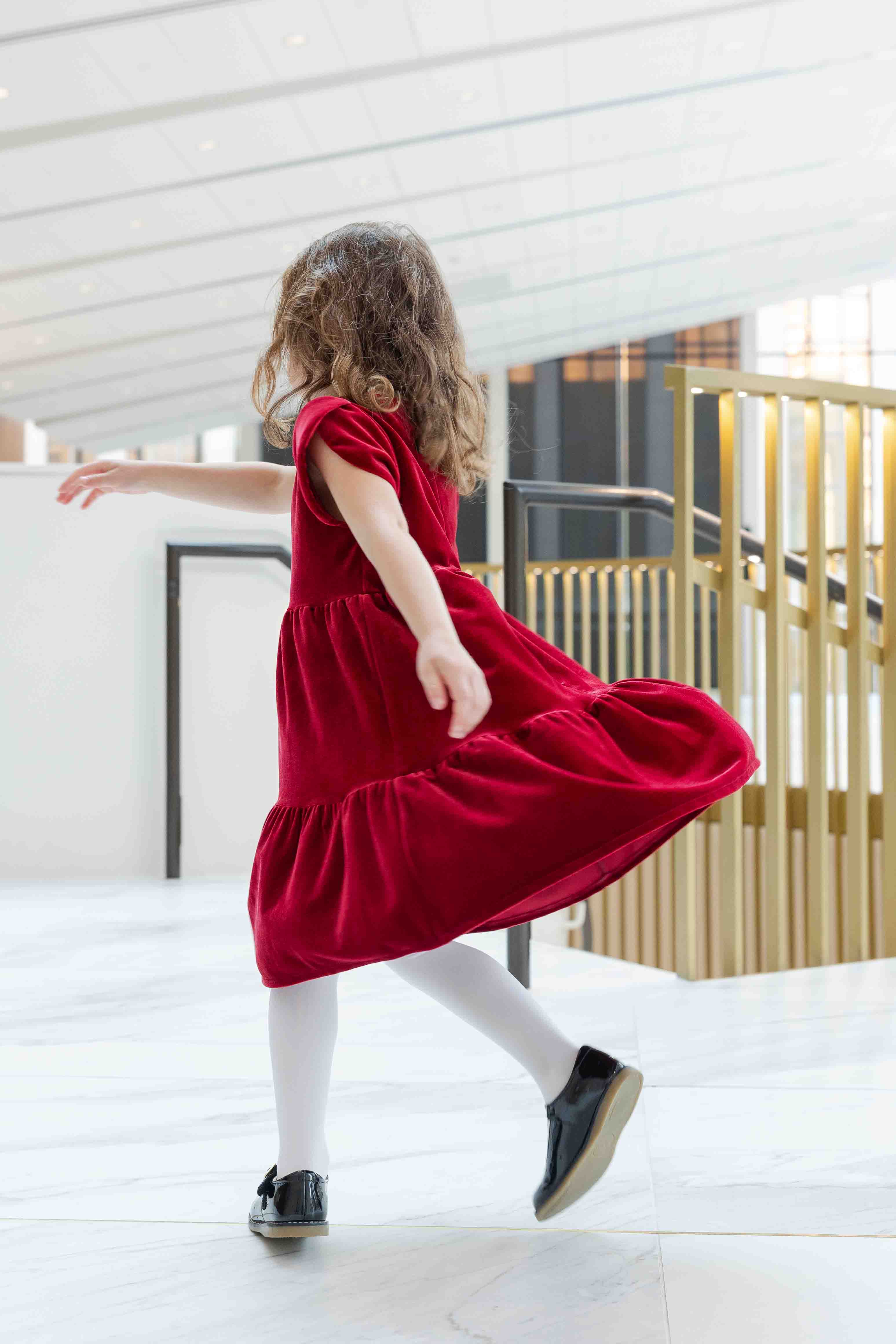 Stretch Velvet Dress With Tulip Sleeves