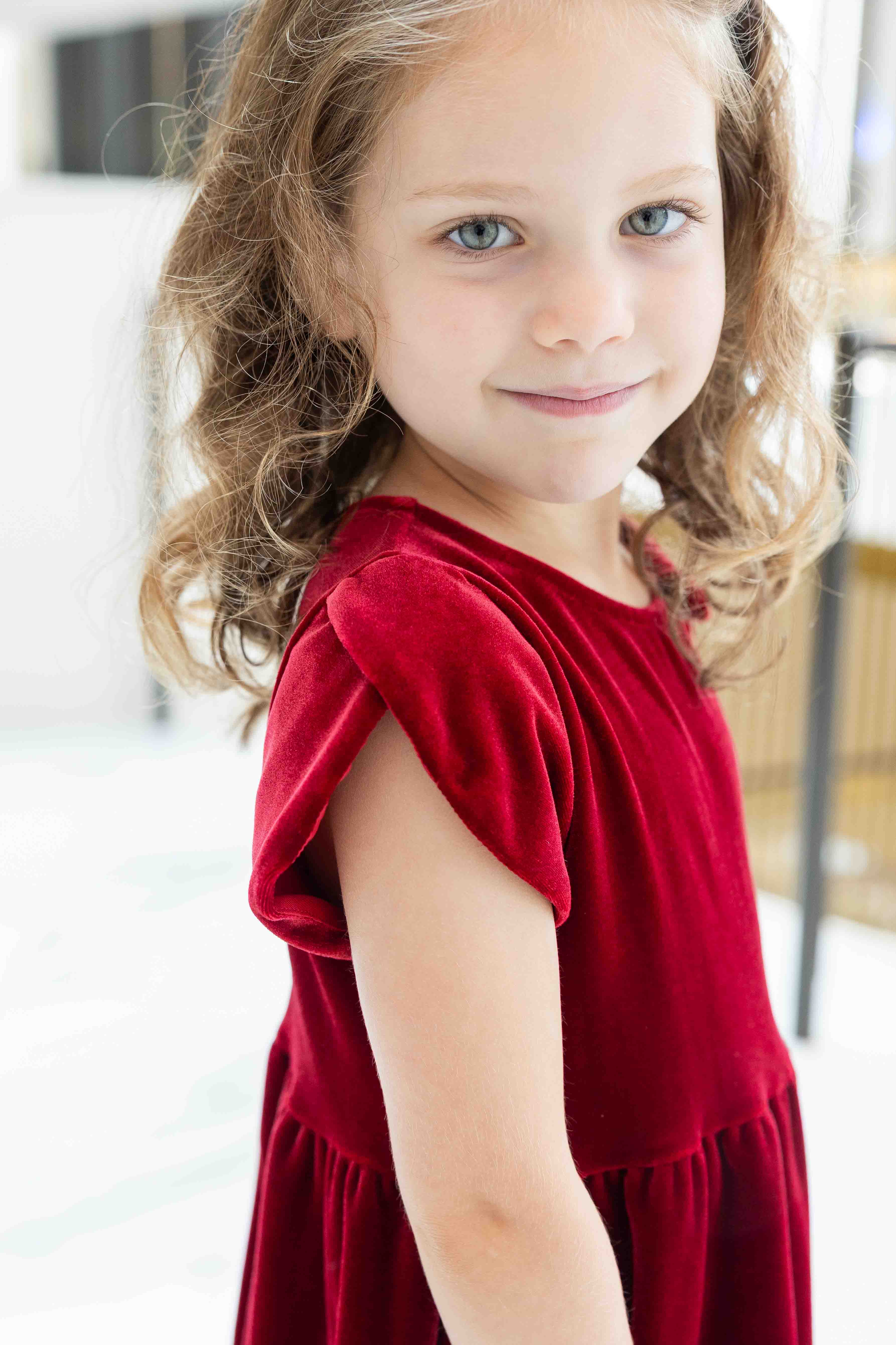 Stretch Velvet Dress With Tulip Sleeves