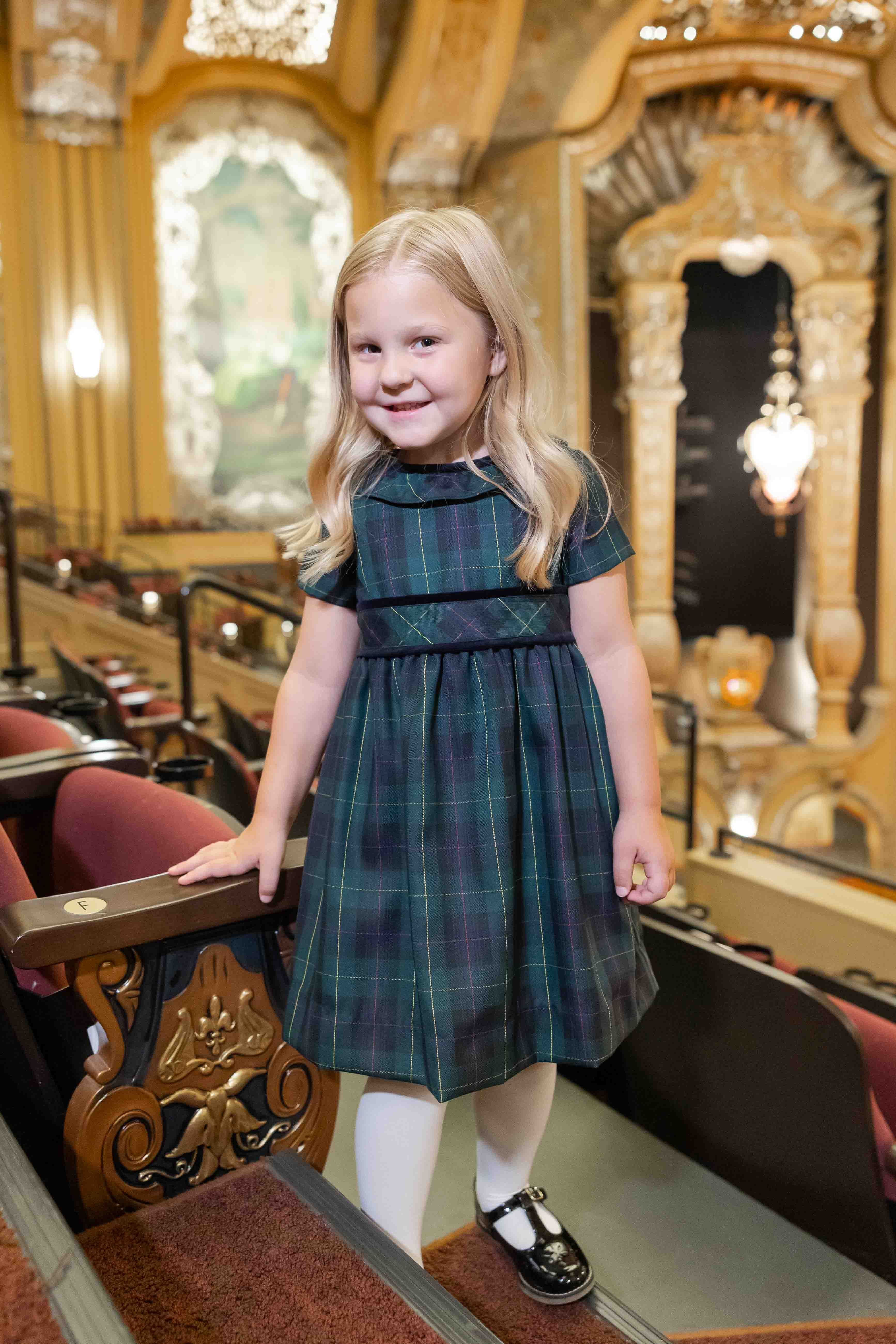 Plaid Dress With Neck Ruffle