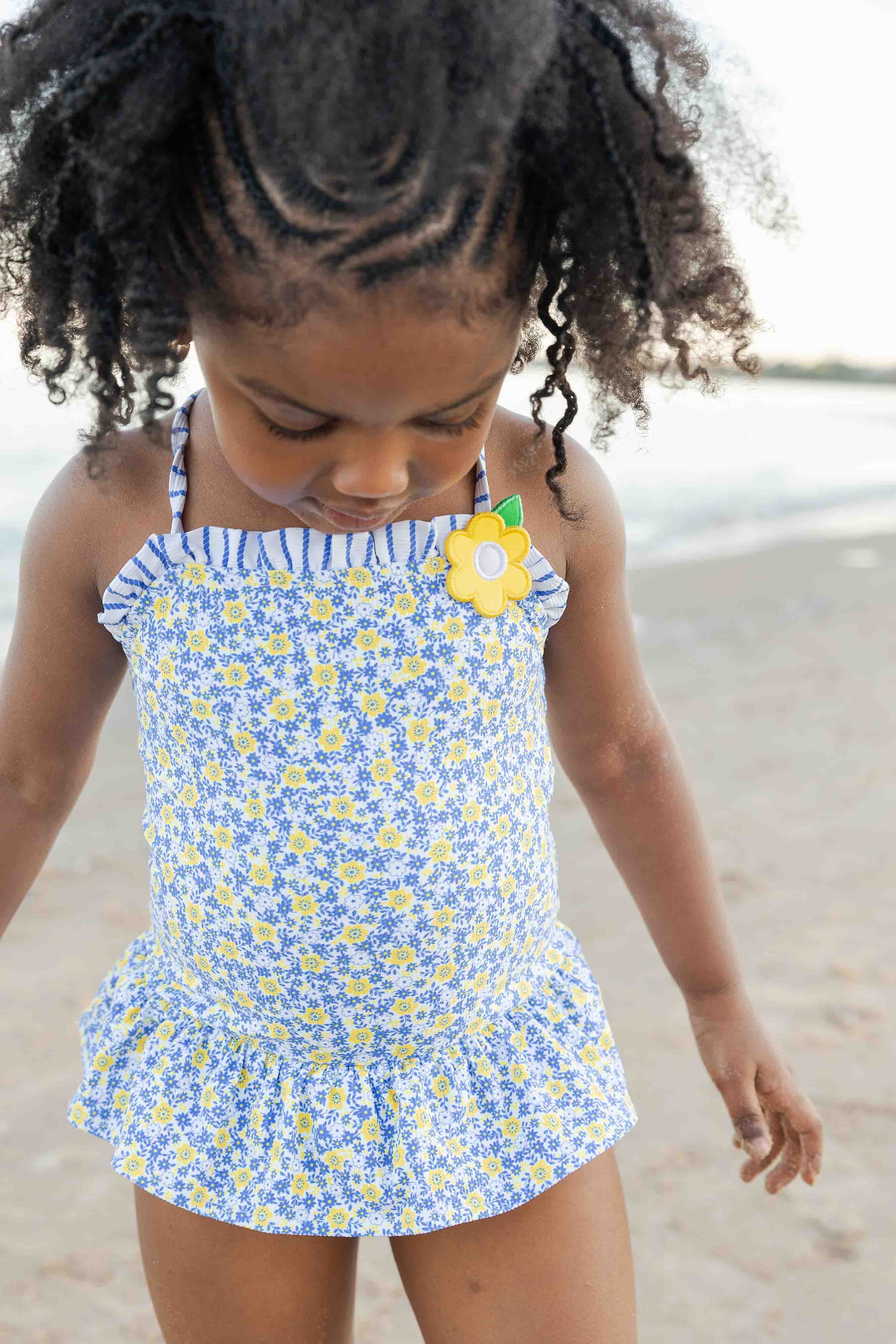 Floral Skirted Swimsuit with Flower