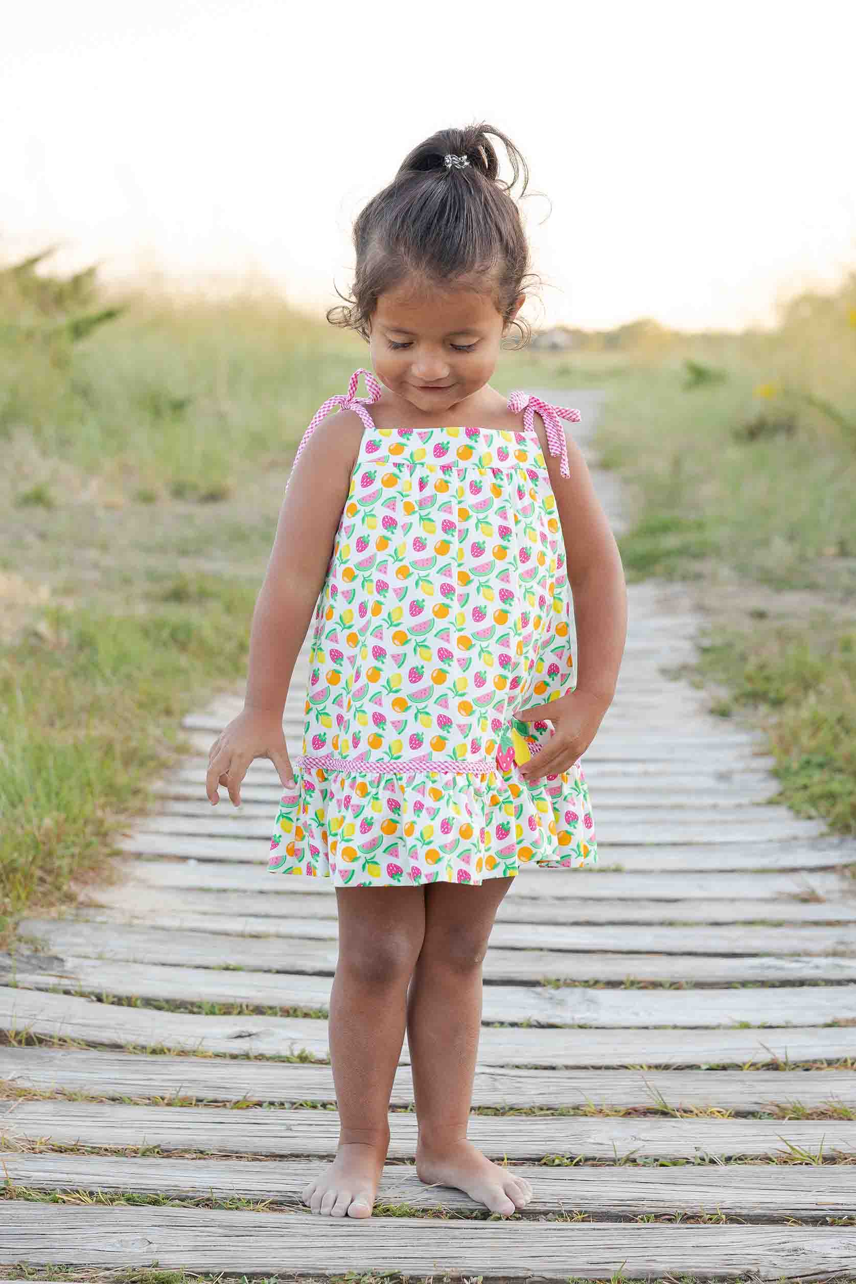 PAMM 【 thanks fruits summer dress 】 Printed Seersucker Dress With Fruit