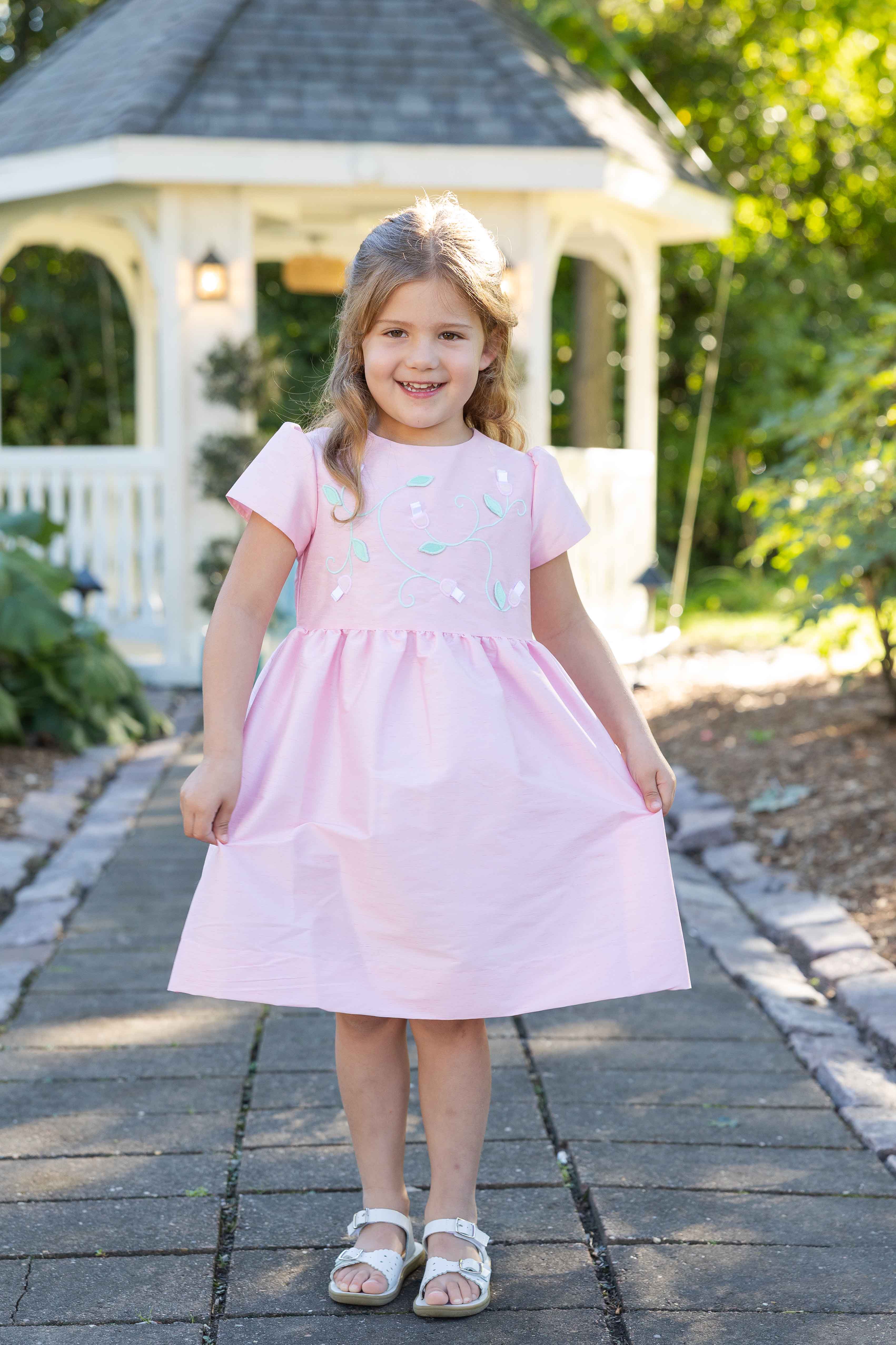 Dupioni Dress With Flower Vines