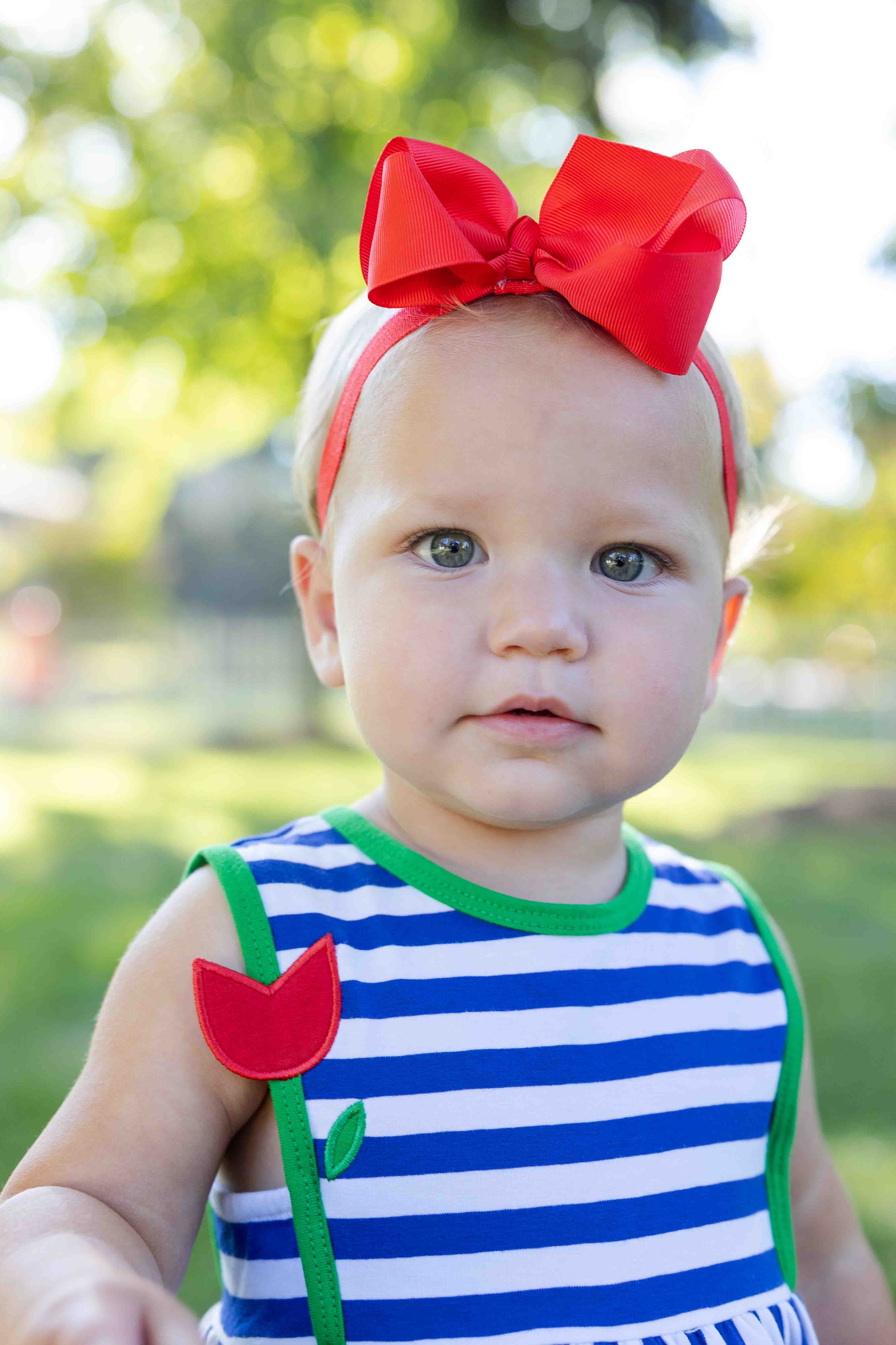 Stripe Knit Romper With Tulip