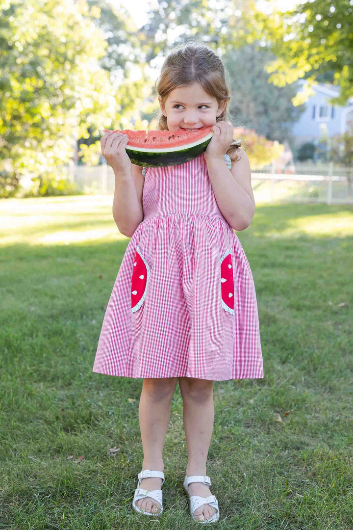 Florence Eiseman Toddler Girls Check Seersucker Dress With Watermelon