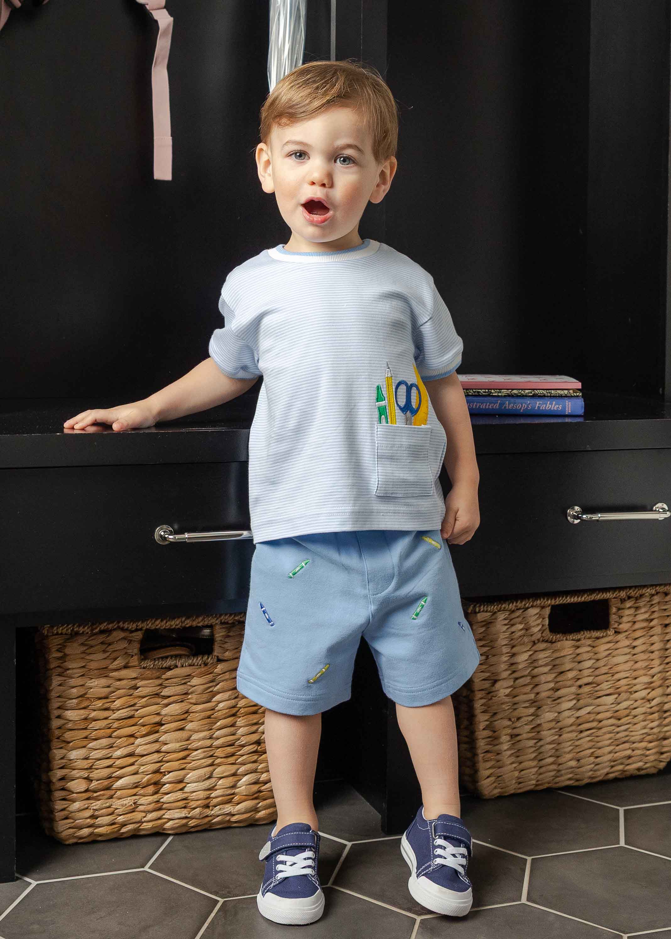 Knit Short Set with School Supplies