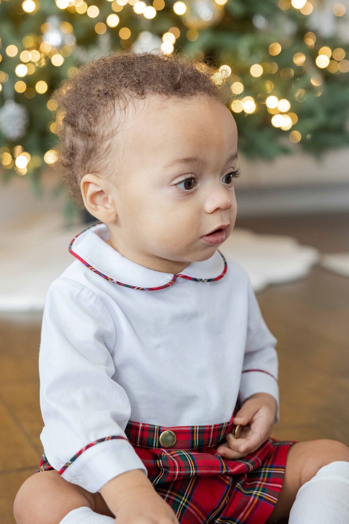Pique & Plaid Long Sleeve Shortall