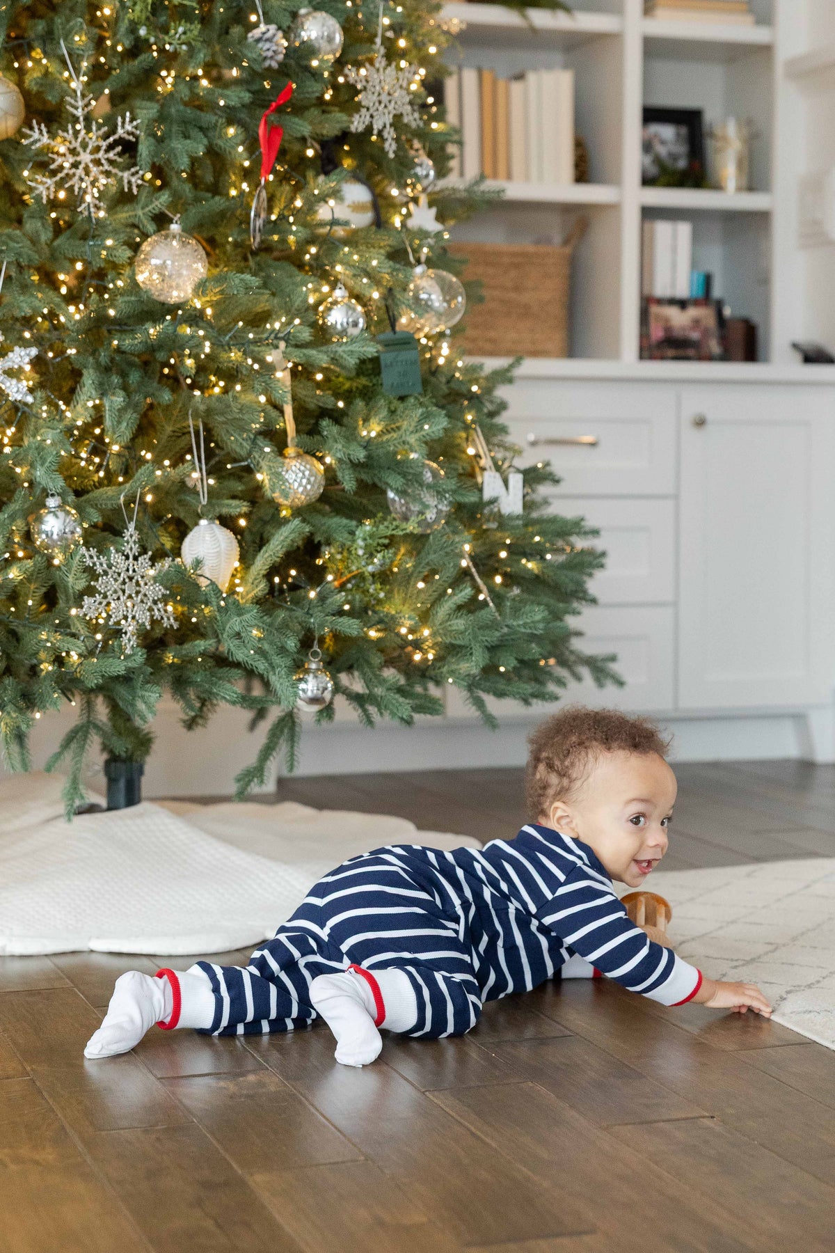 Stripe Knit Longall with Golf Cart & Christmas Tree