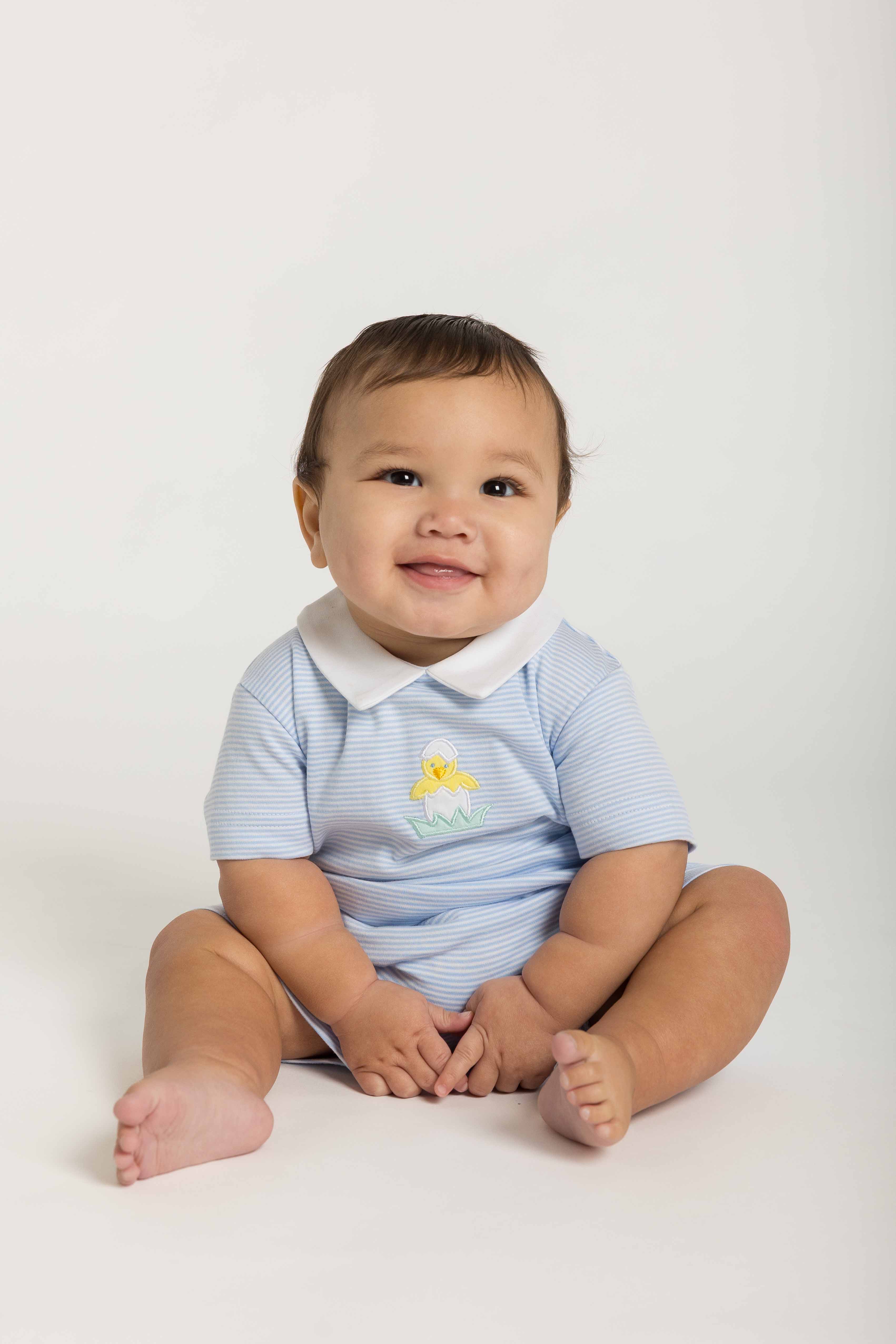 Stripe Knit Shortall With Chick