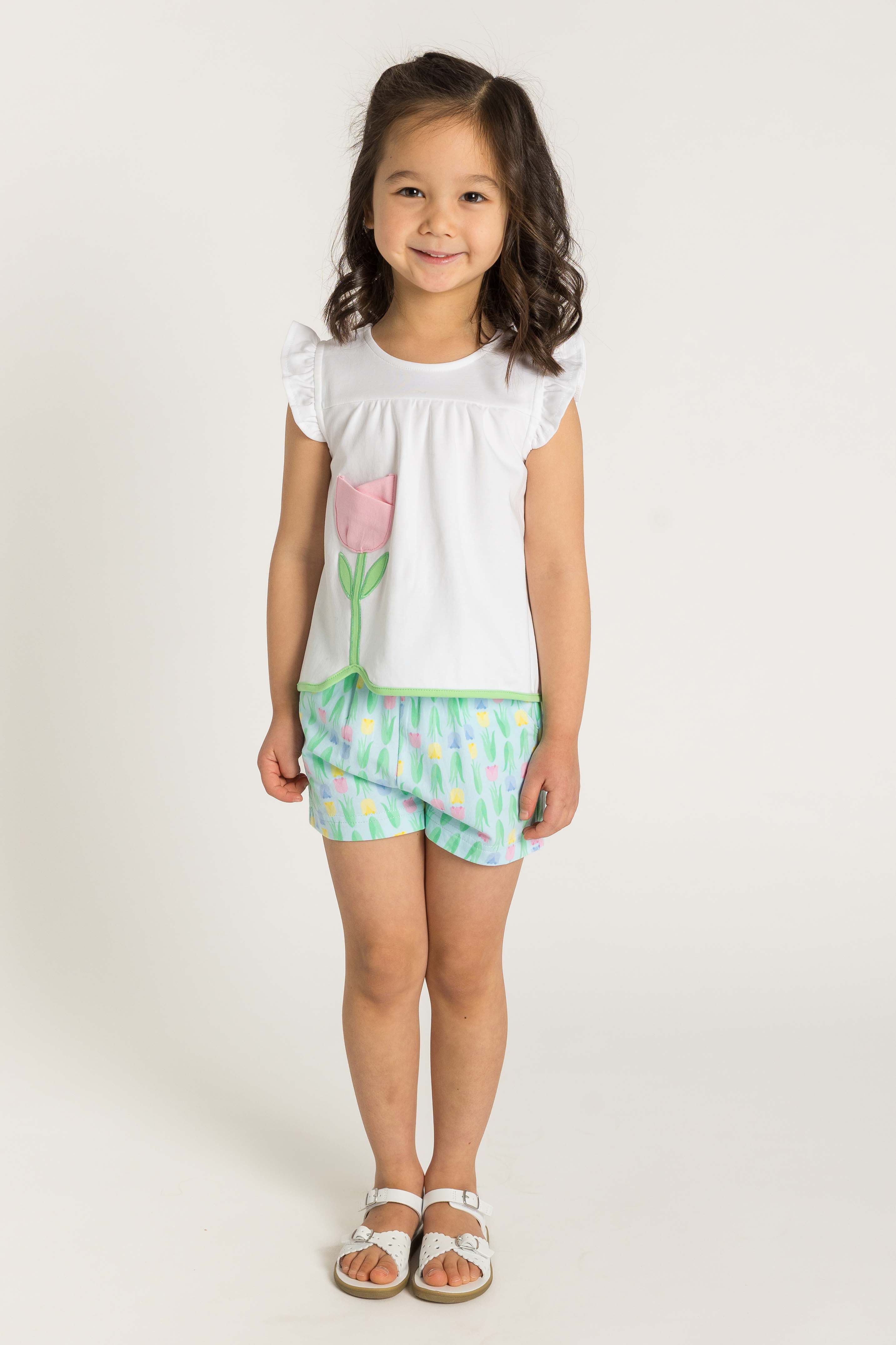 Printed Knit Tulip Short Set