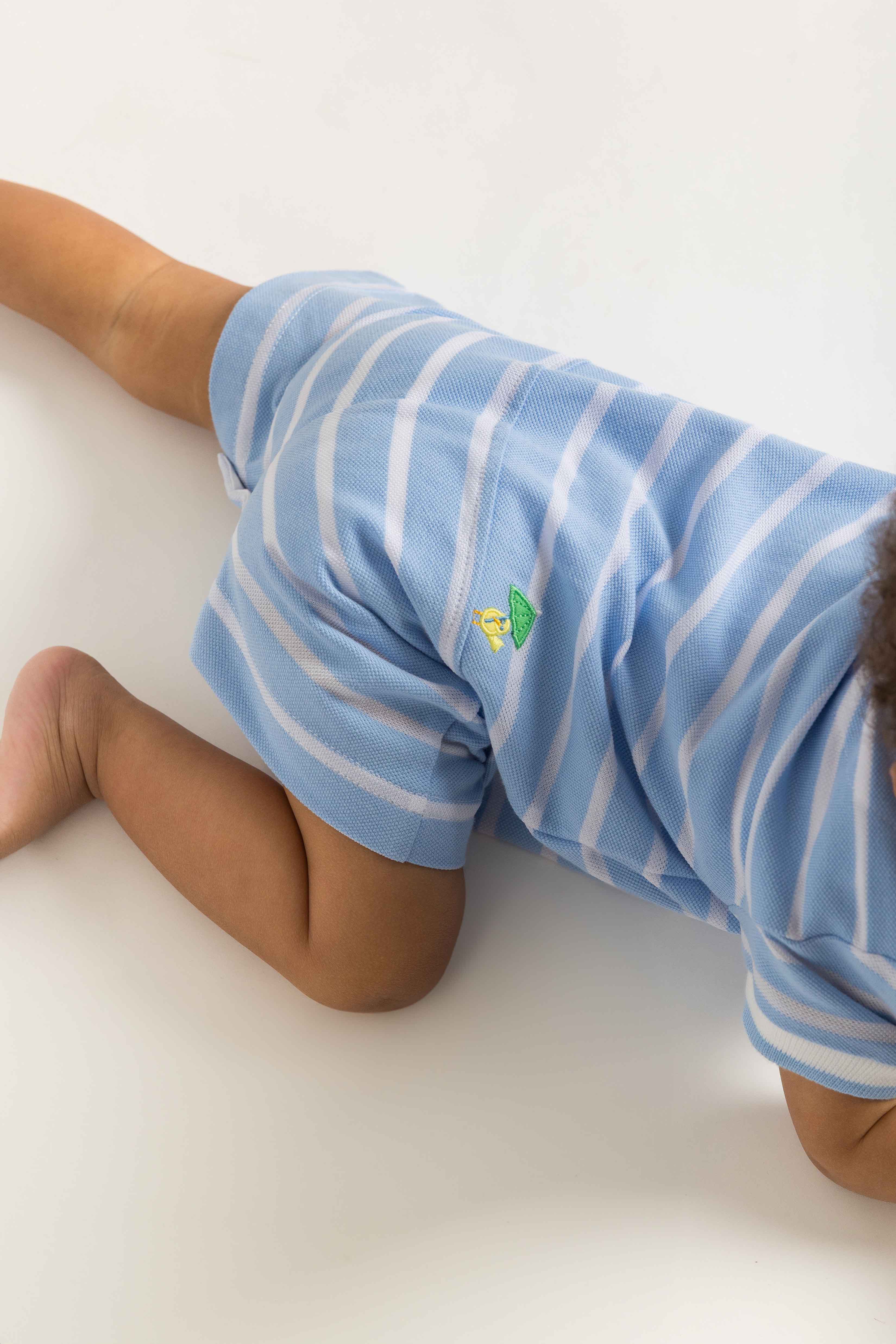 Stripe Knit Shortall With Elephant & Friends