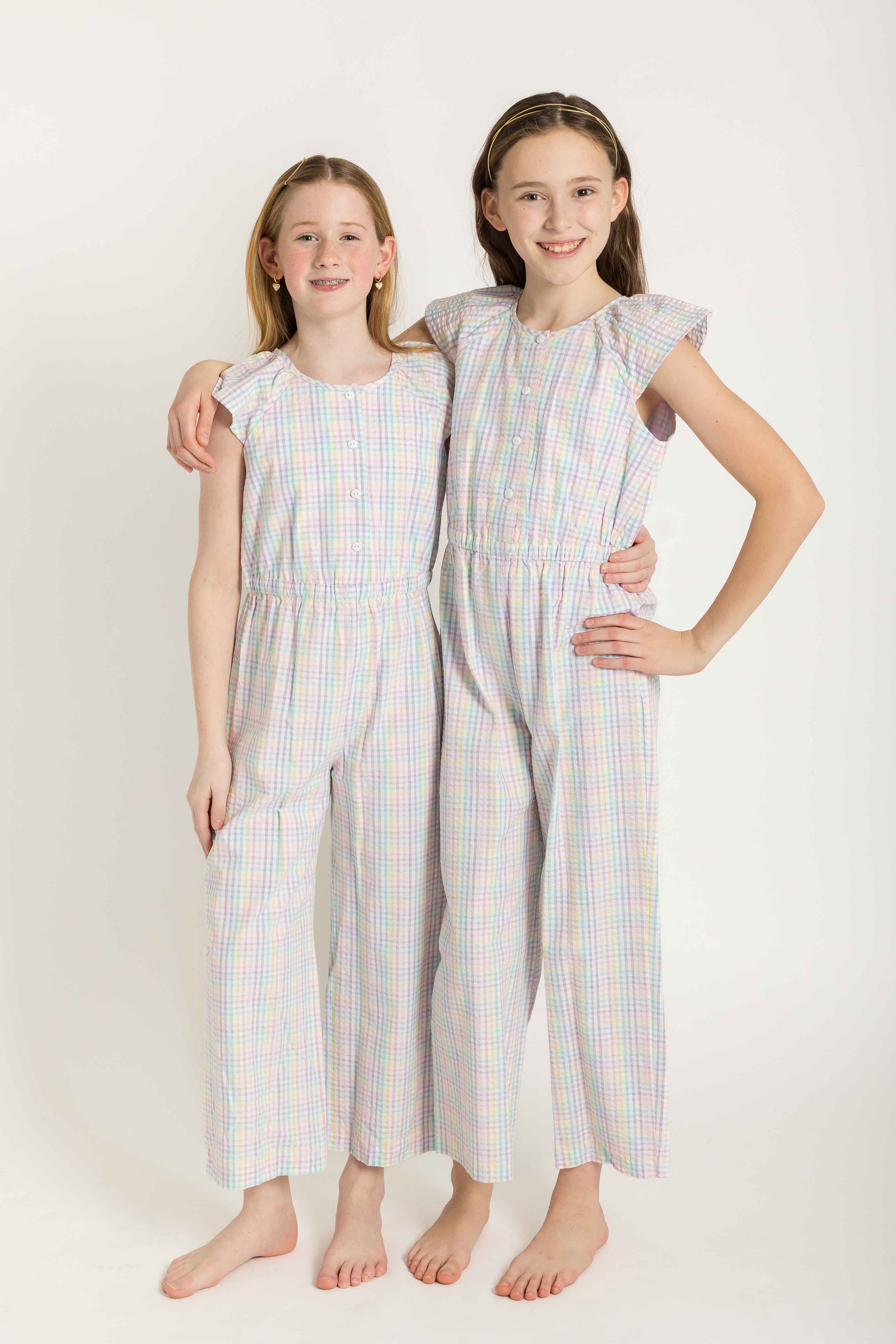 Plaid Seersucker Jumpsuit