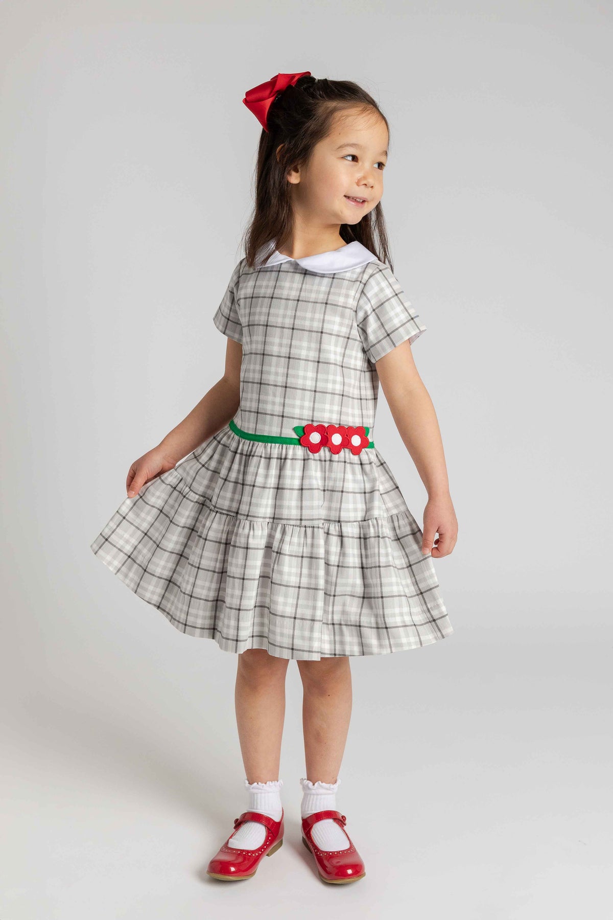 Plaid Dress with Flowers