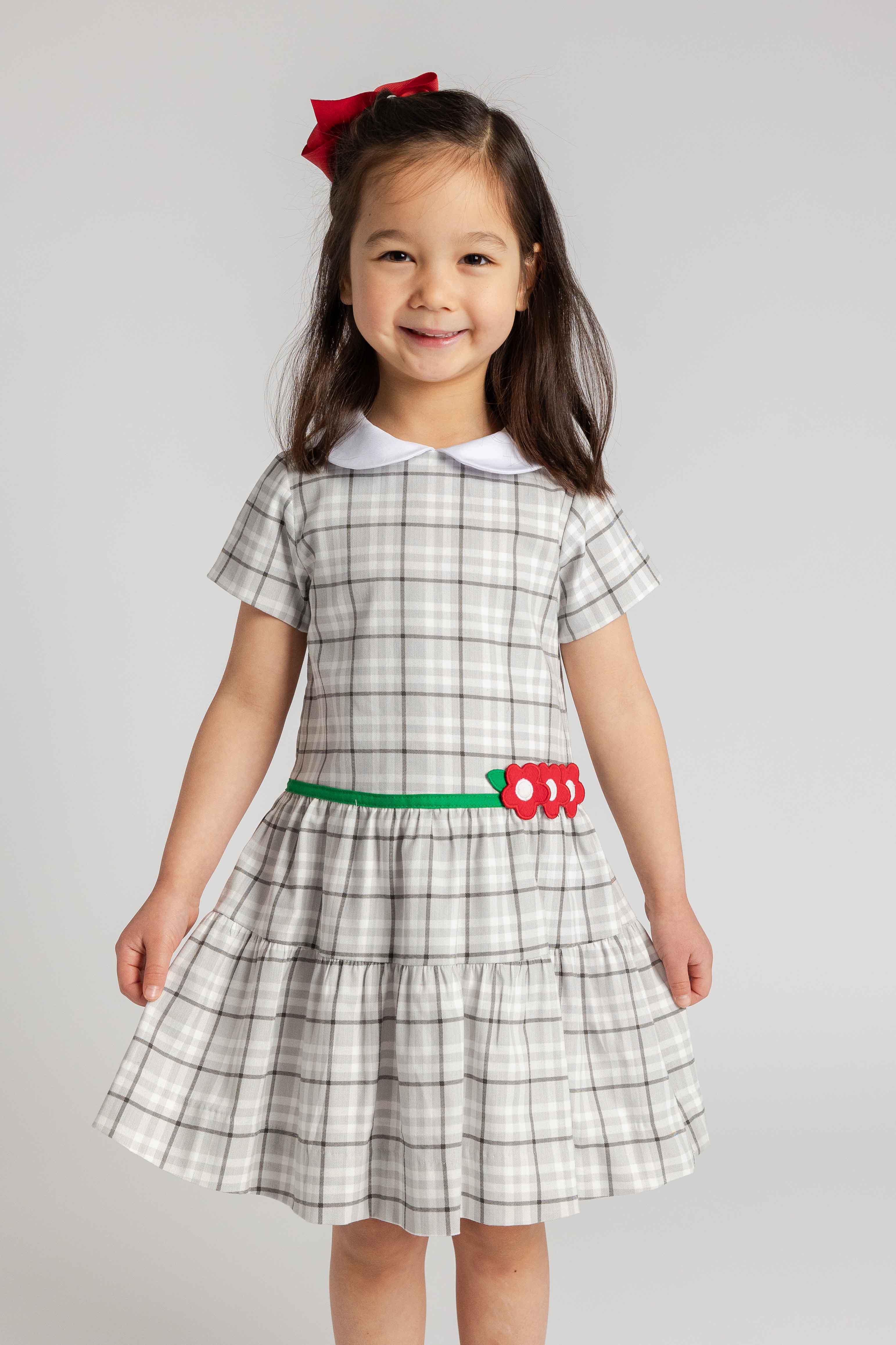 Plaid Dress with Flowers