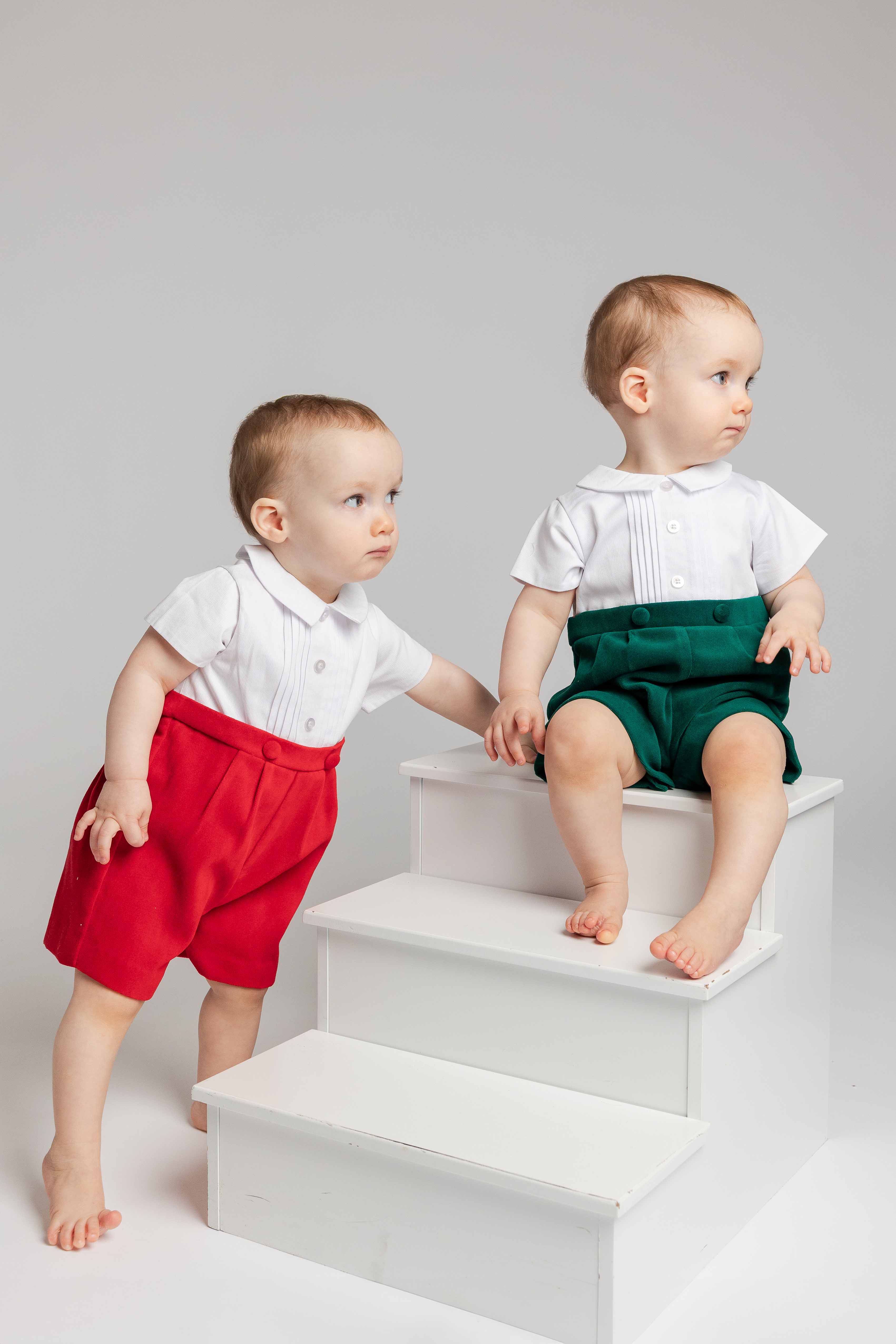 Red Pique And Velvet Short Sleeve All In One Shortall
