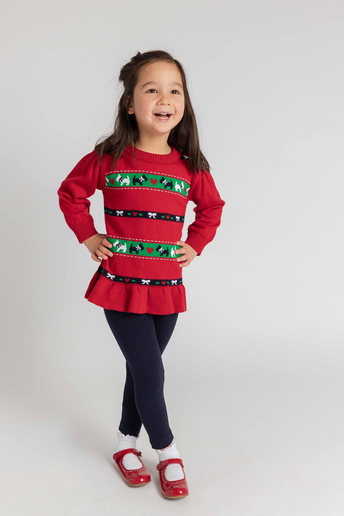 Sweater Tunic Set with Scotty Dogs, Bows, & Hearts