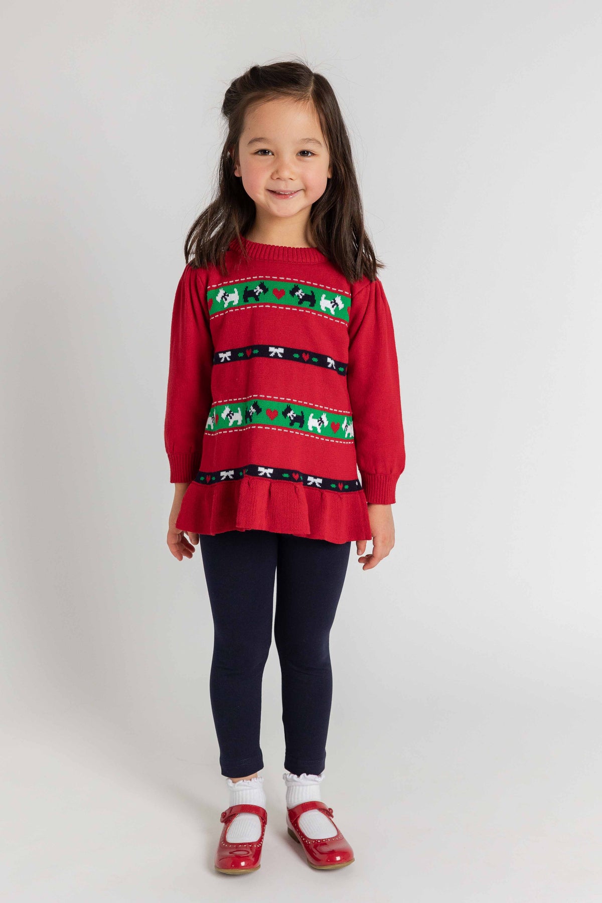 Sweater Tunic Set with Scotty Dogs, Bows, & Hearts