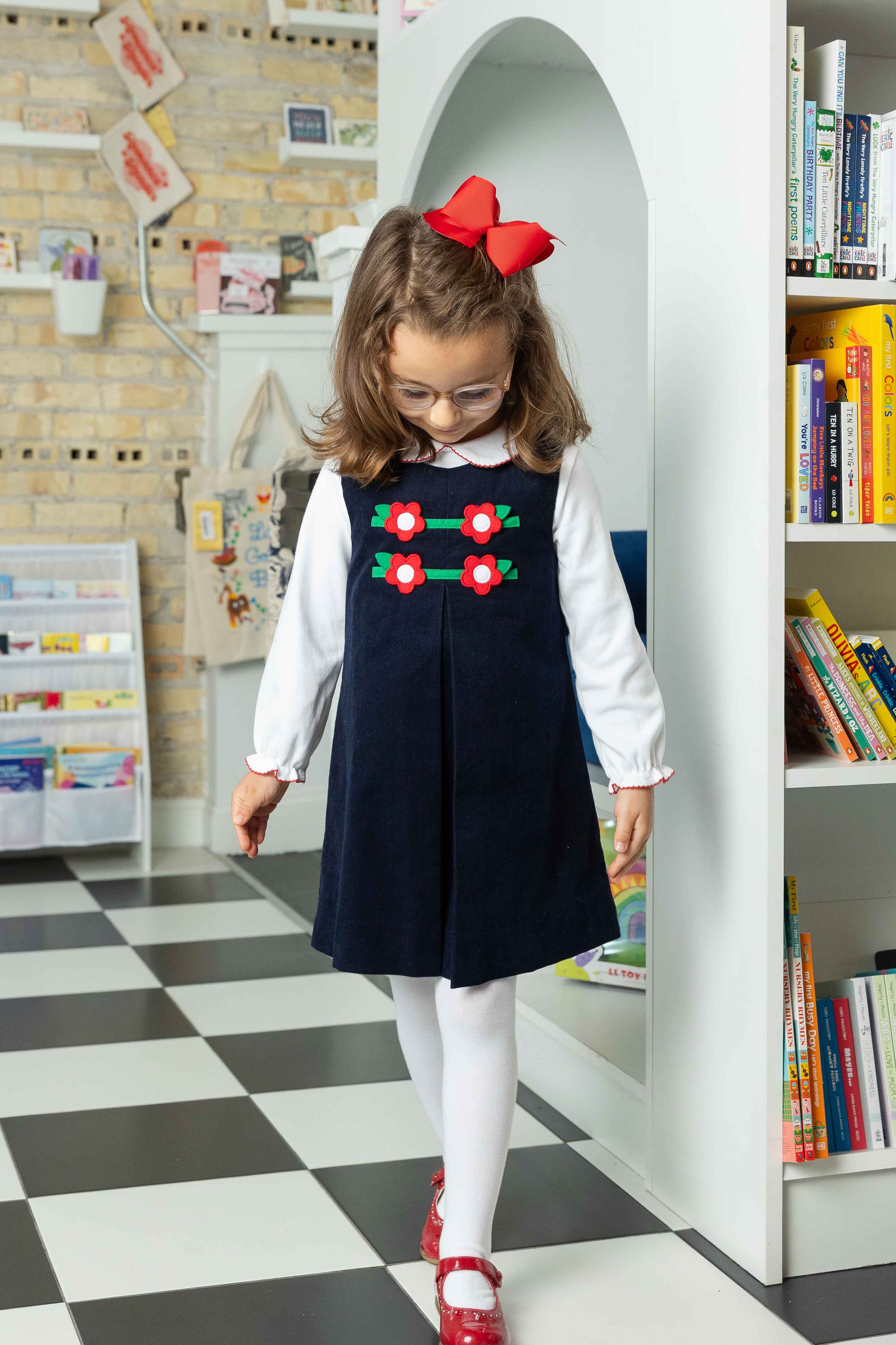 Corduroy Jumper with Flowers