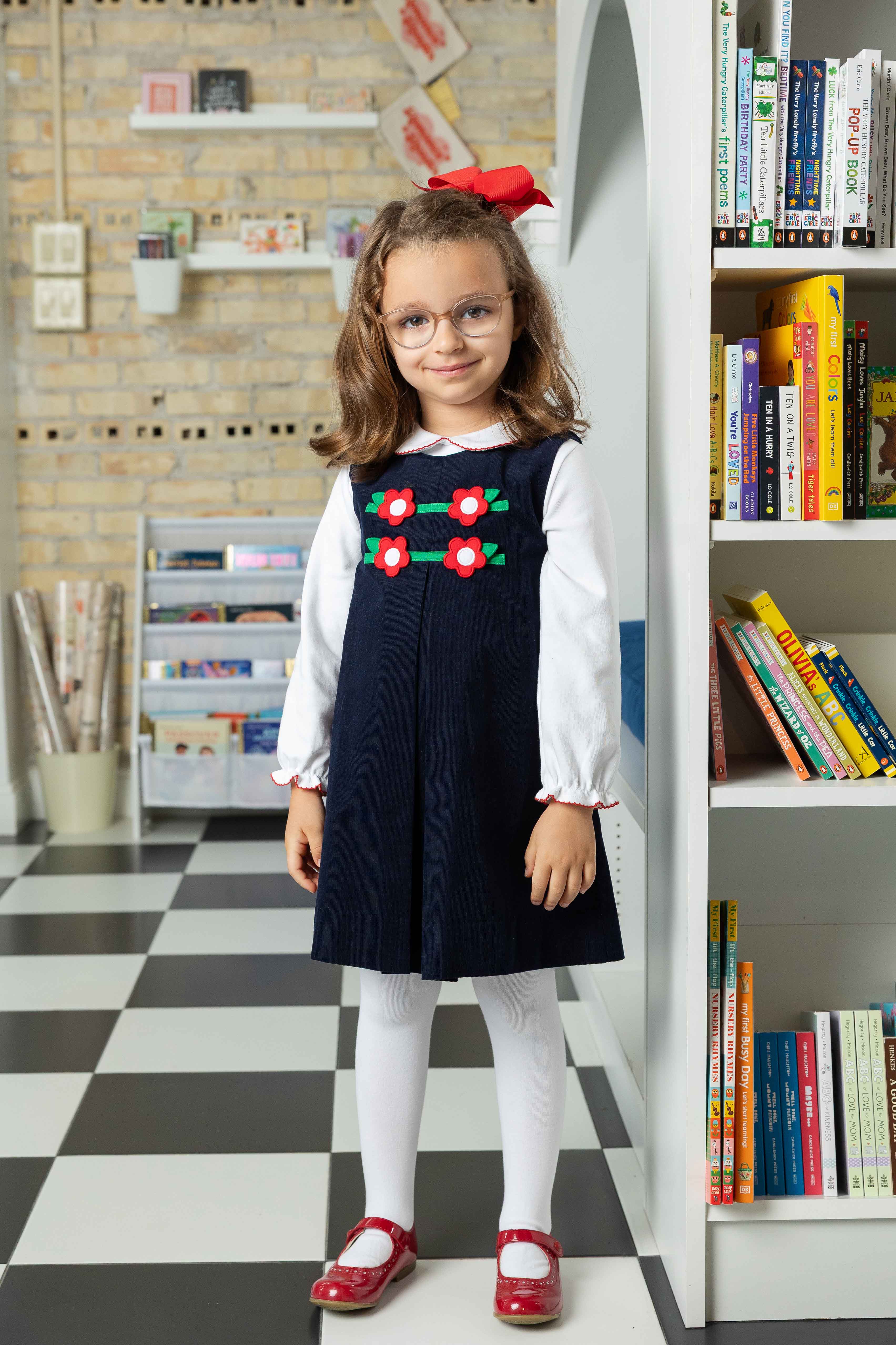 Corduroy Jumper with Flowers