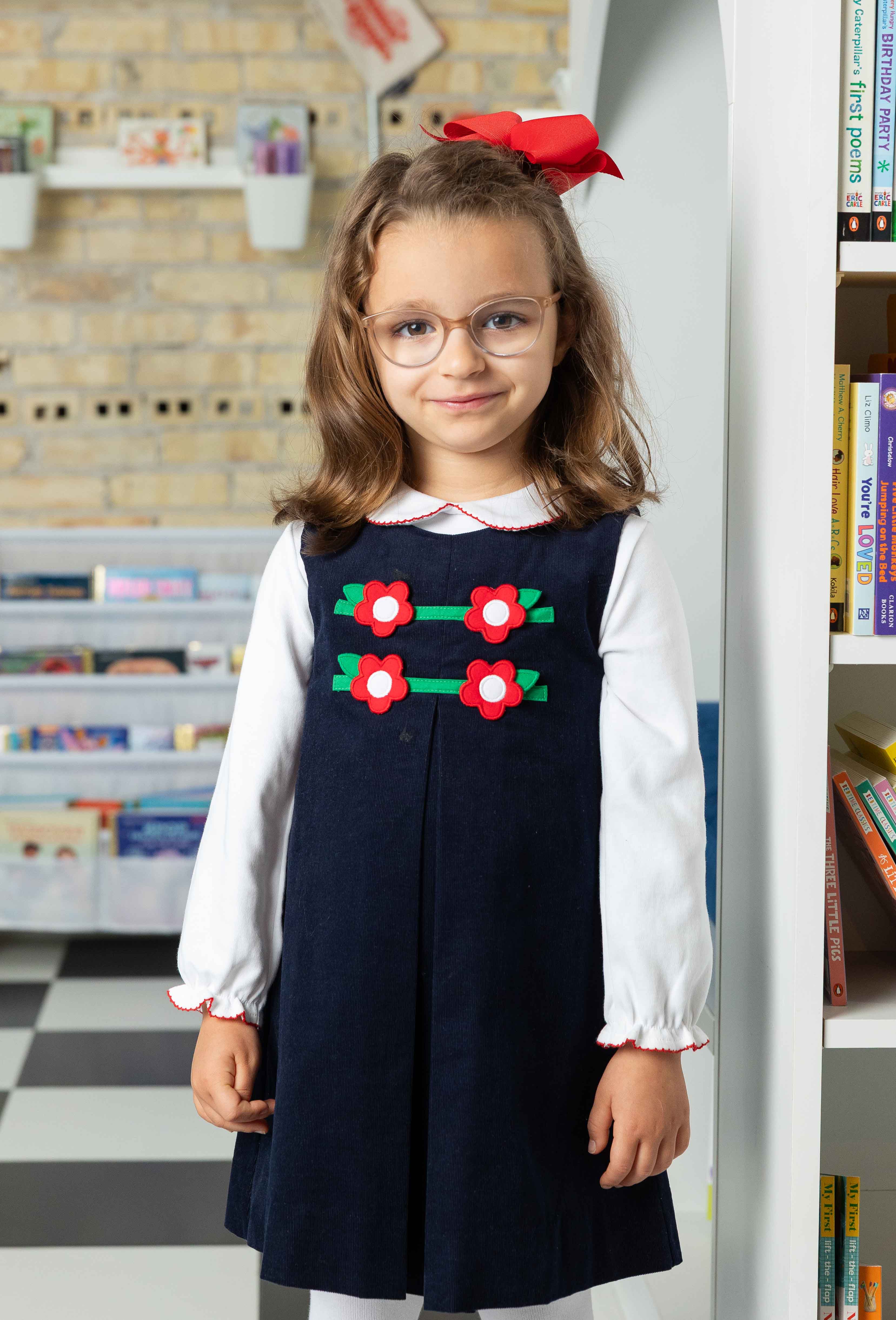 Corduroy Jumper with Flowers