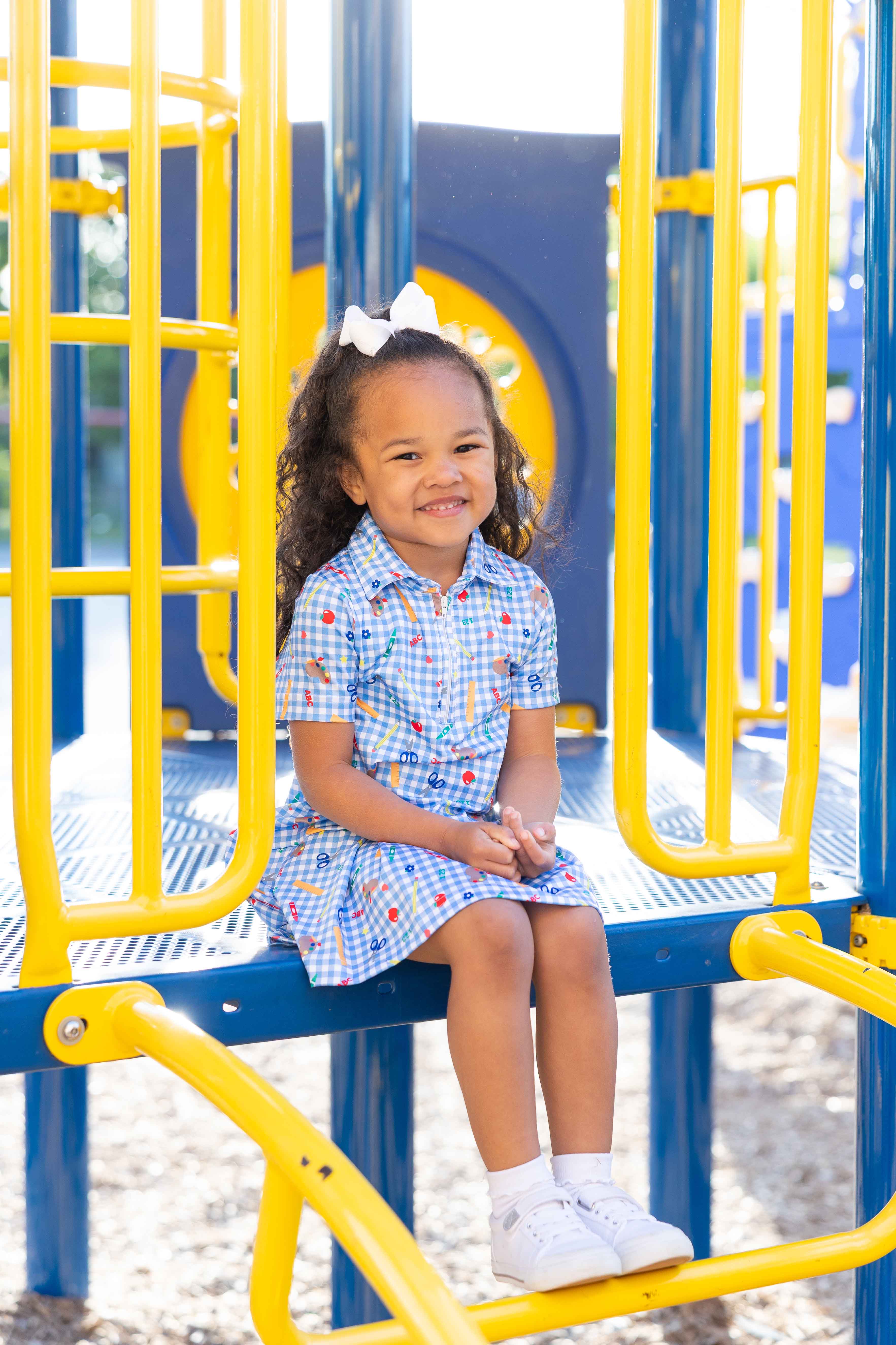School Print Performance Knit Dress
