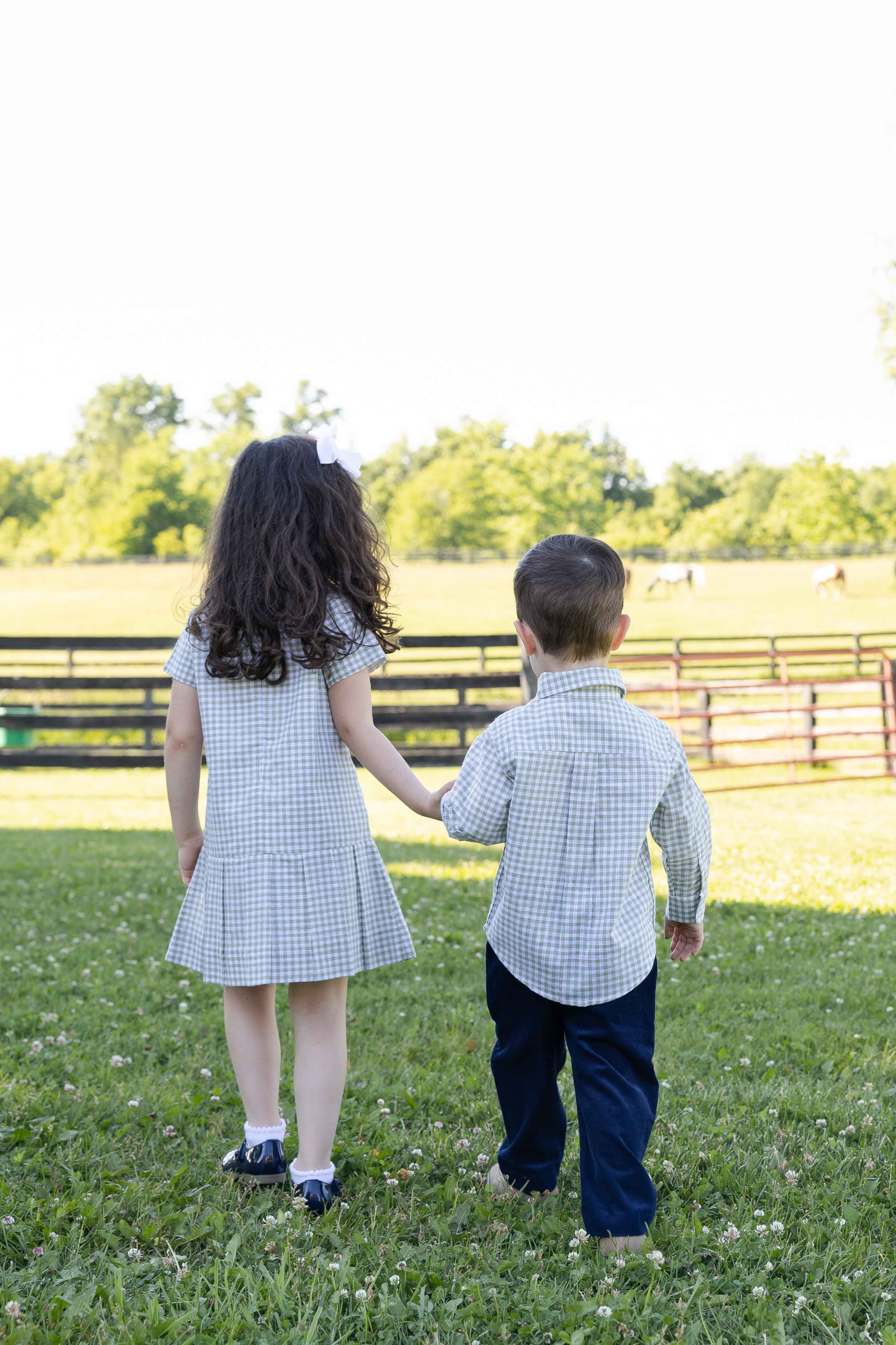 Check Dress with Pleated Skirt And Bows